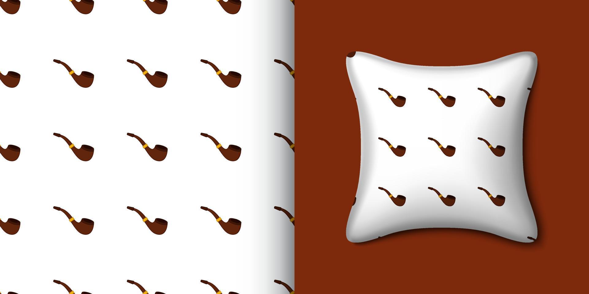 Smoking pipe seamless pattern with pillow. Vector illustration