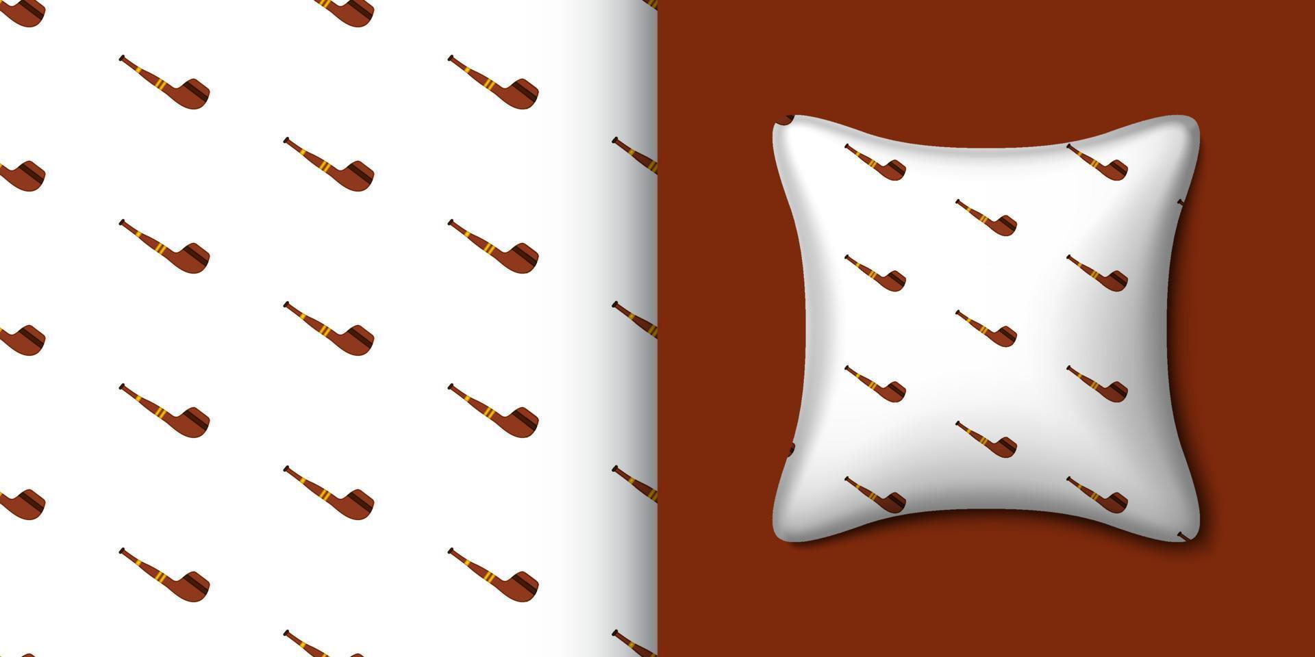 Smoking pipe seamless pattern with pillow. Vector illustration