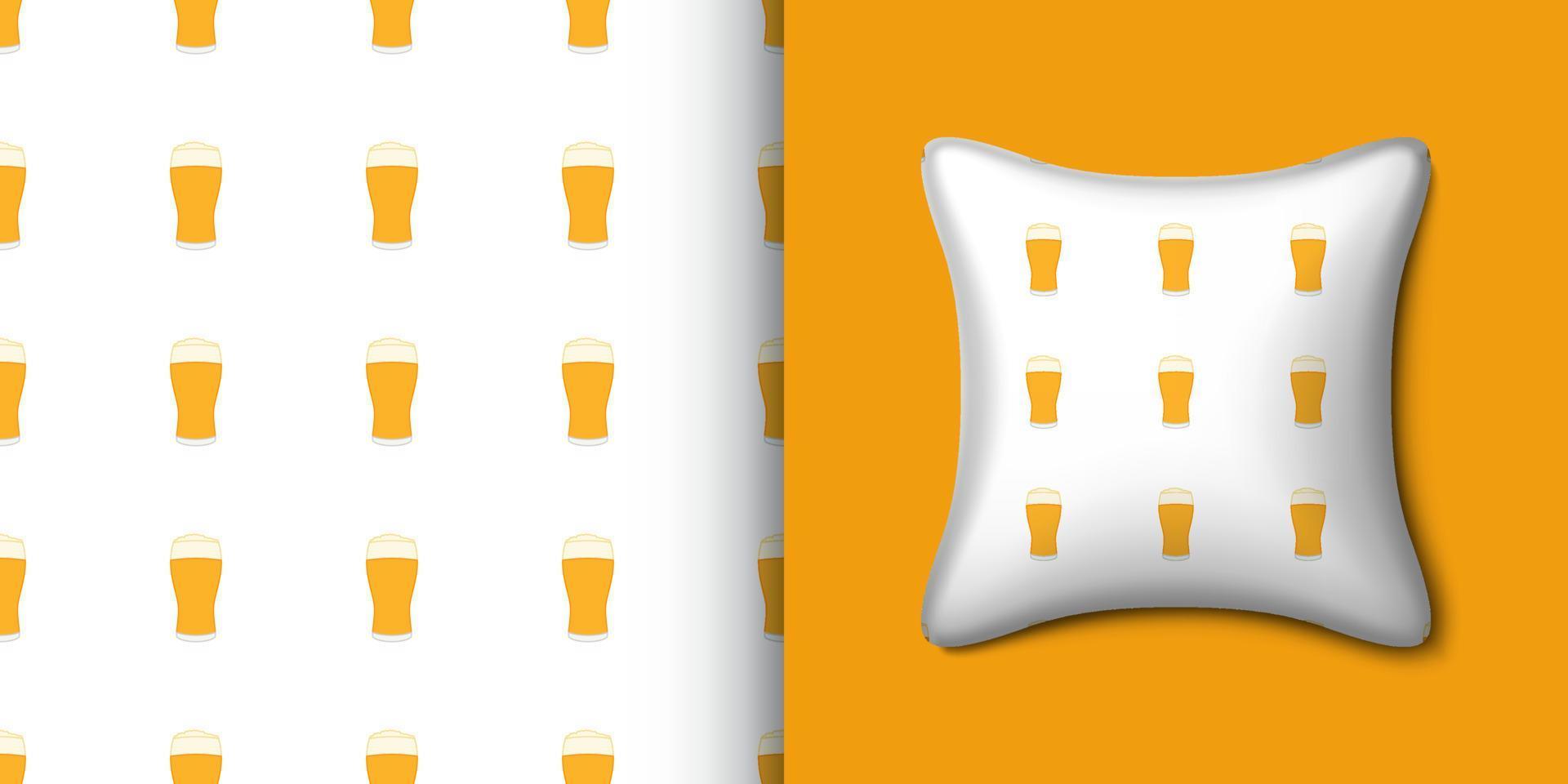 Beer seamless pattern with pillow. Vector illustration