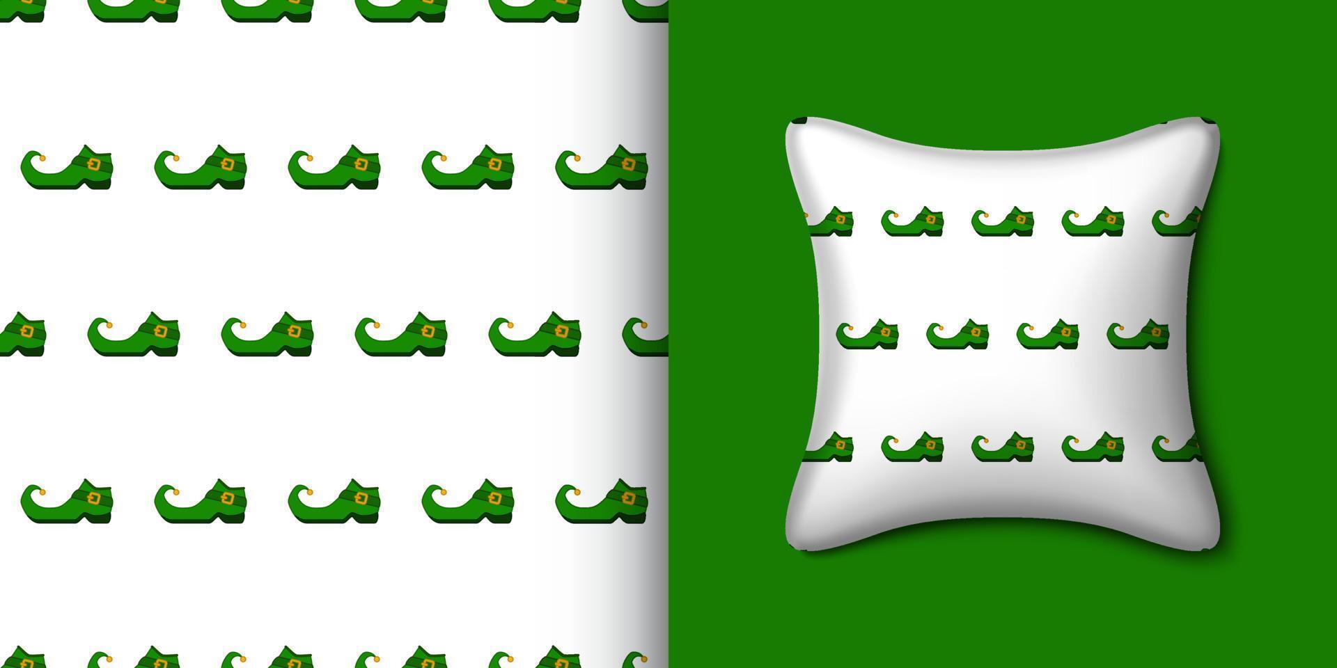 Leprechaun boot seamless pattern with pillow. Vector illustration