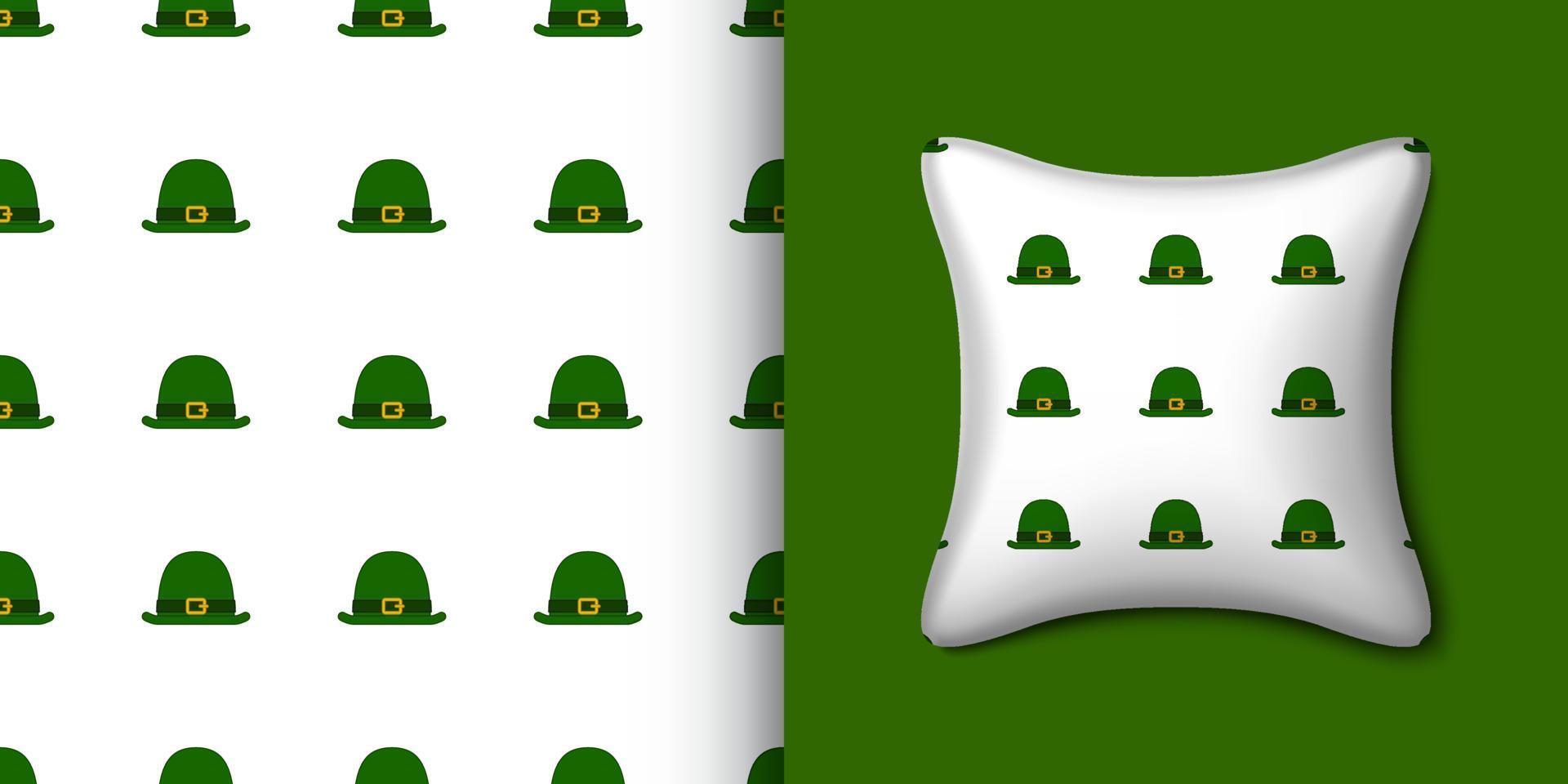 St. Patrick's Day hat seamless pattern with pillow. Vector illustration