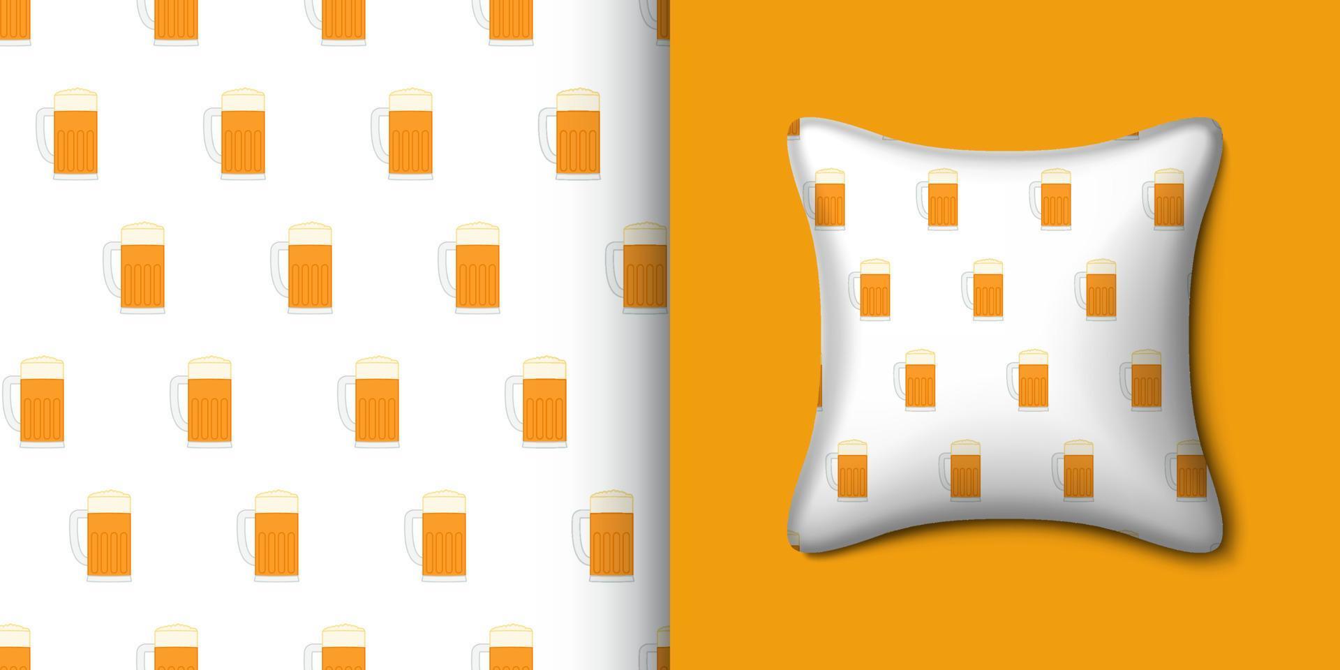 Beer seamless pattern with pillow. Vector illustration