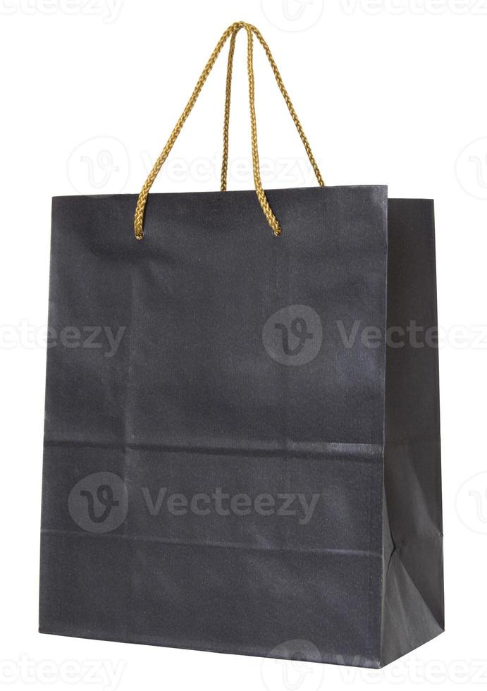 black paper bag isolated on white with clipping path photo