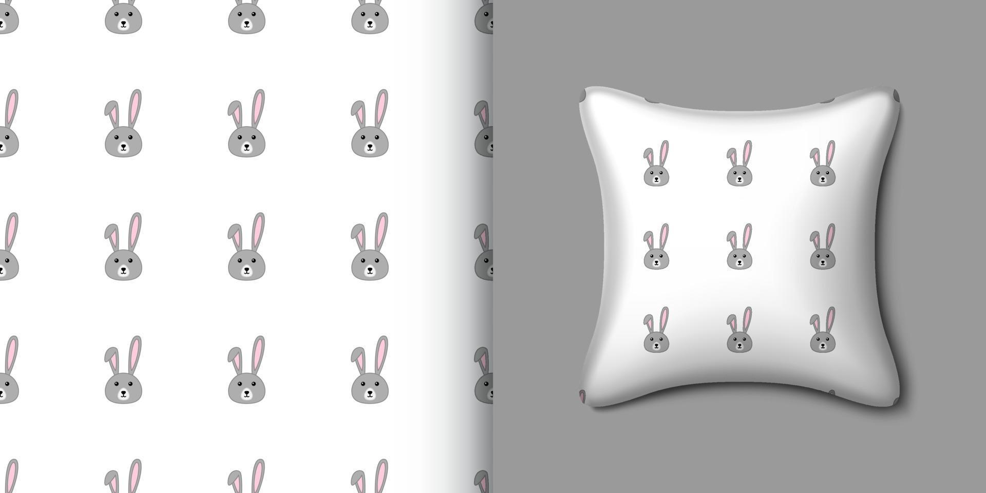 Rabbit seamless pattern with pillow. Vector illustration