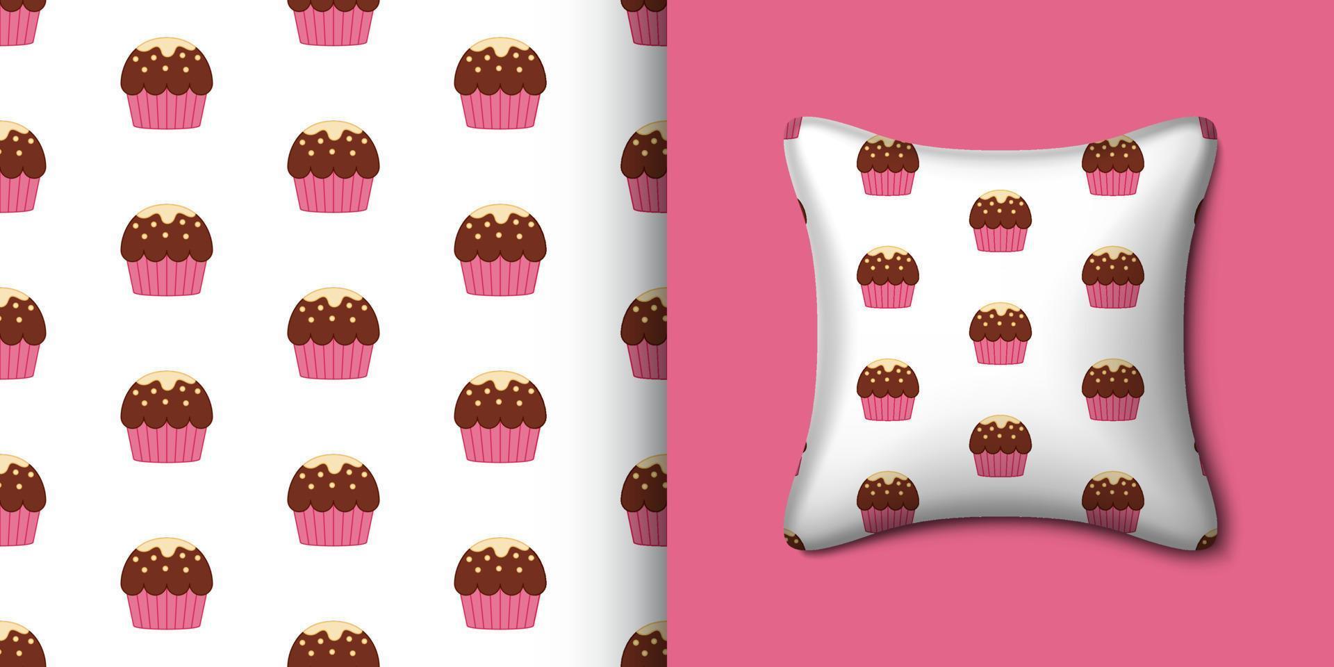 cupcake de patrones sin fisuras con almohada. ilustración vectorial vector