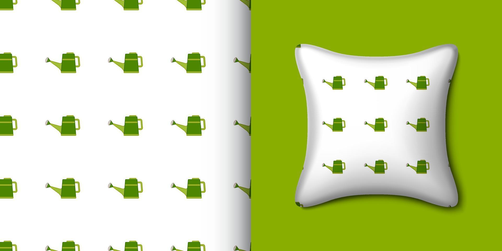 Watering can seamless pattern with pillow. Vector illustration