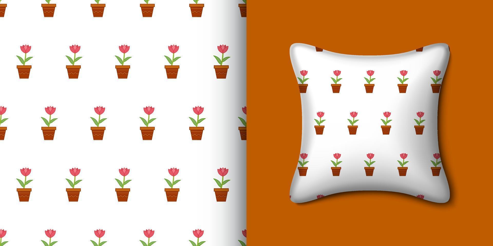 Flower seamless pattern with pillow. Vector illustration