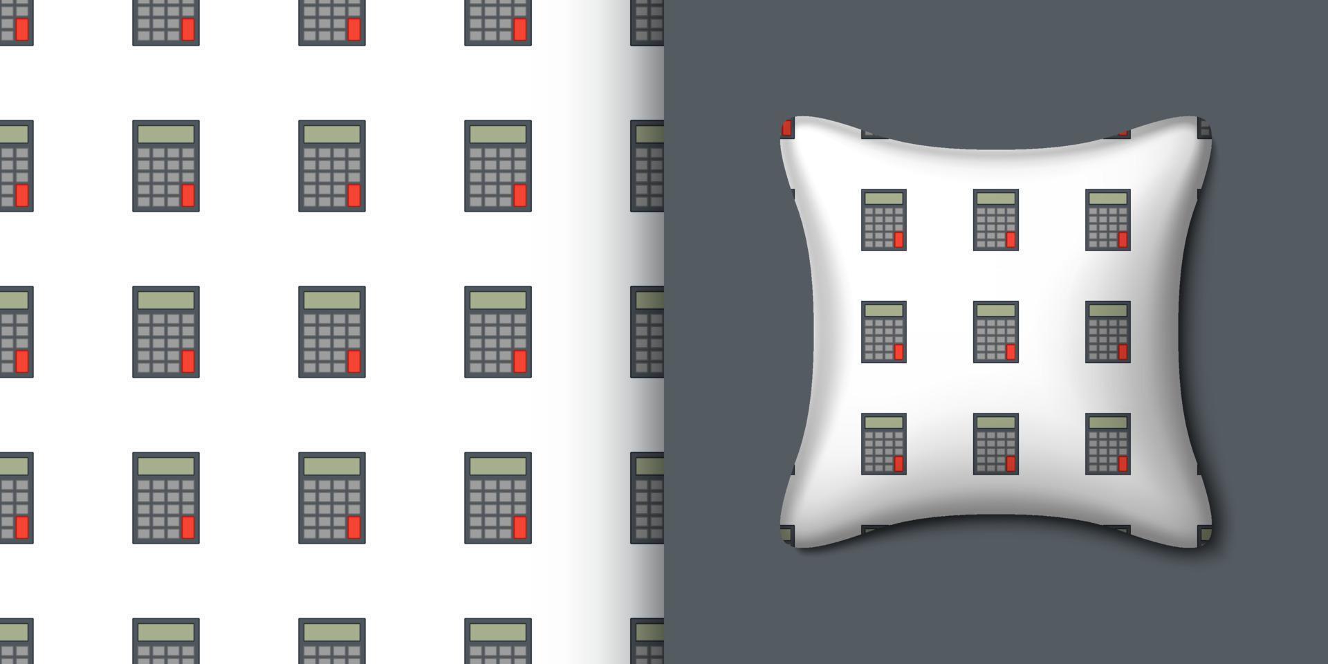 Calculator seamless pattern with pillow. Vector illustration