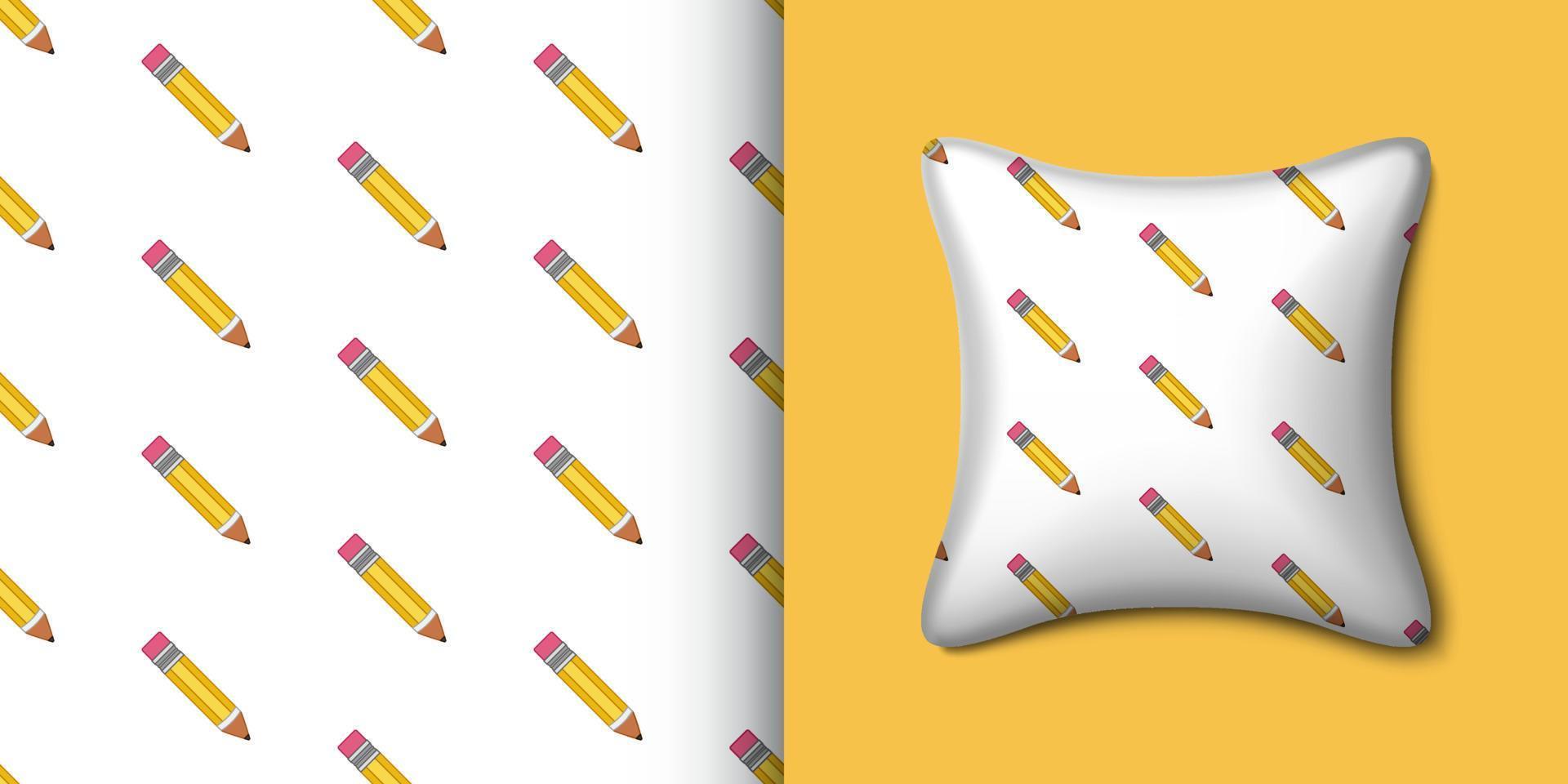 Pencil seamless pattern with pillow. Vector illustration