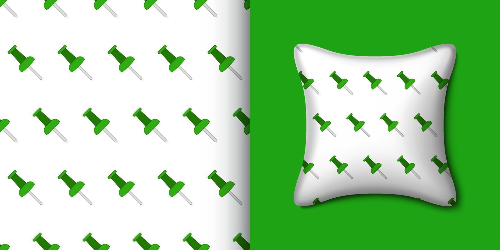 Push pin seamless pattern with pillow. Vector illustration