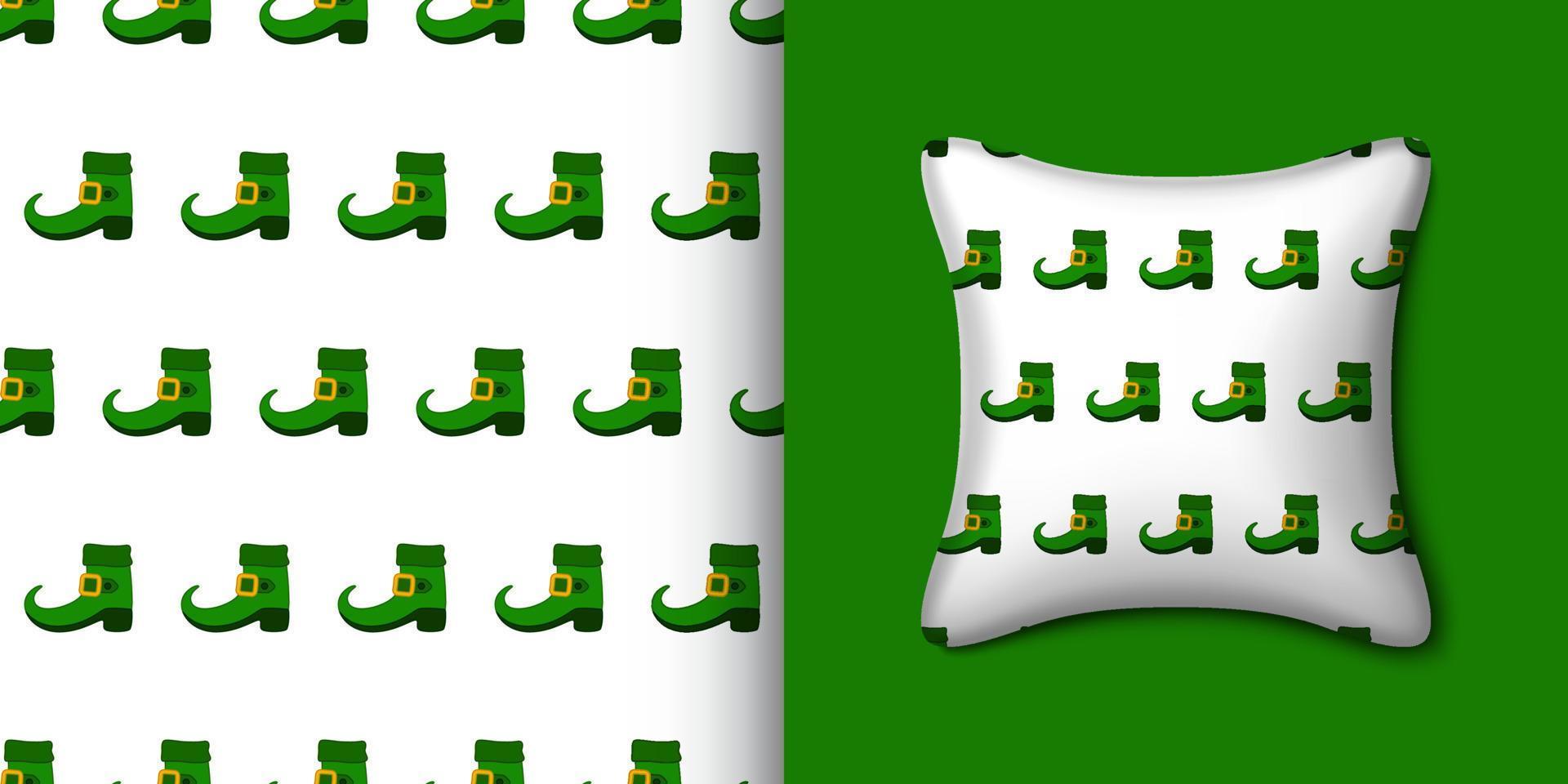 Leprechaun boot seamless pattern with pillow. Vector illustration