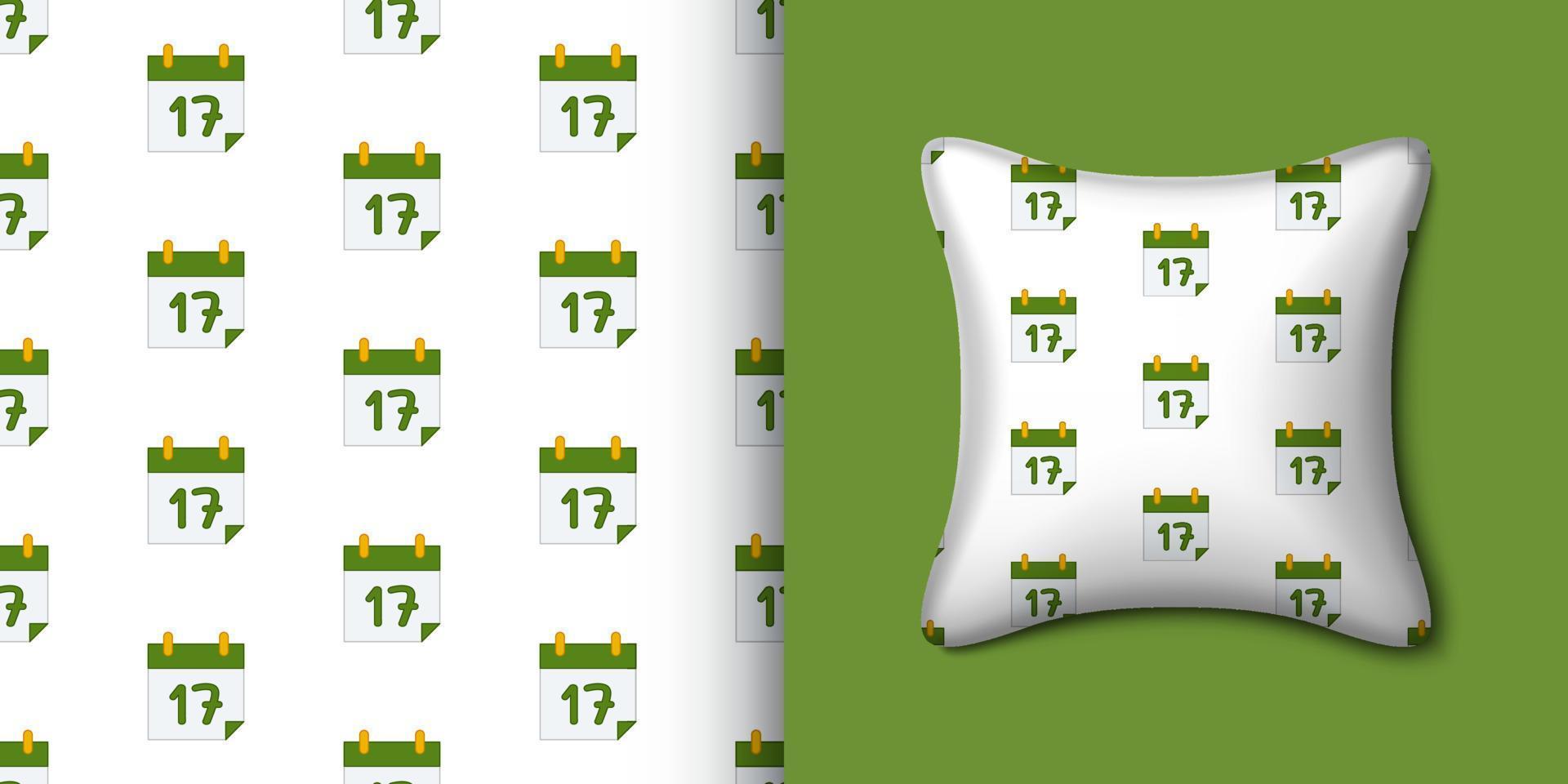 calendario de patrones sin fisuras con almohada. ilustración vectorial vector