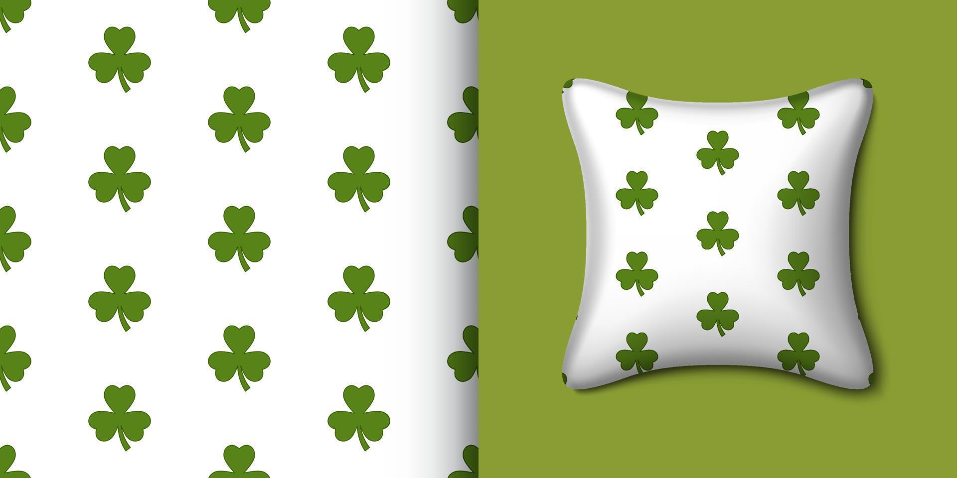 Clover seamless pattern with pillow. Vector illustration