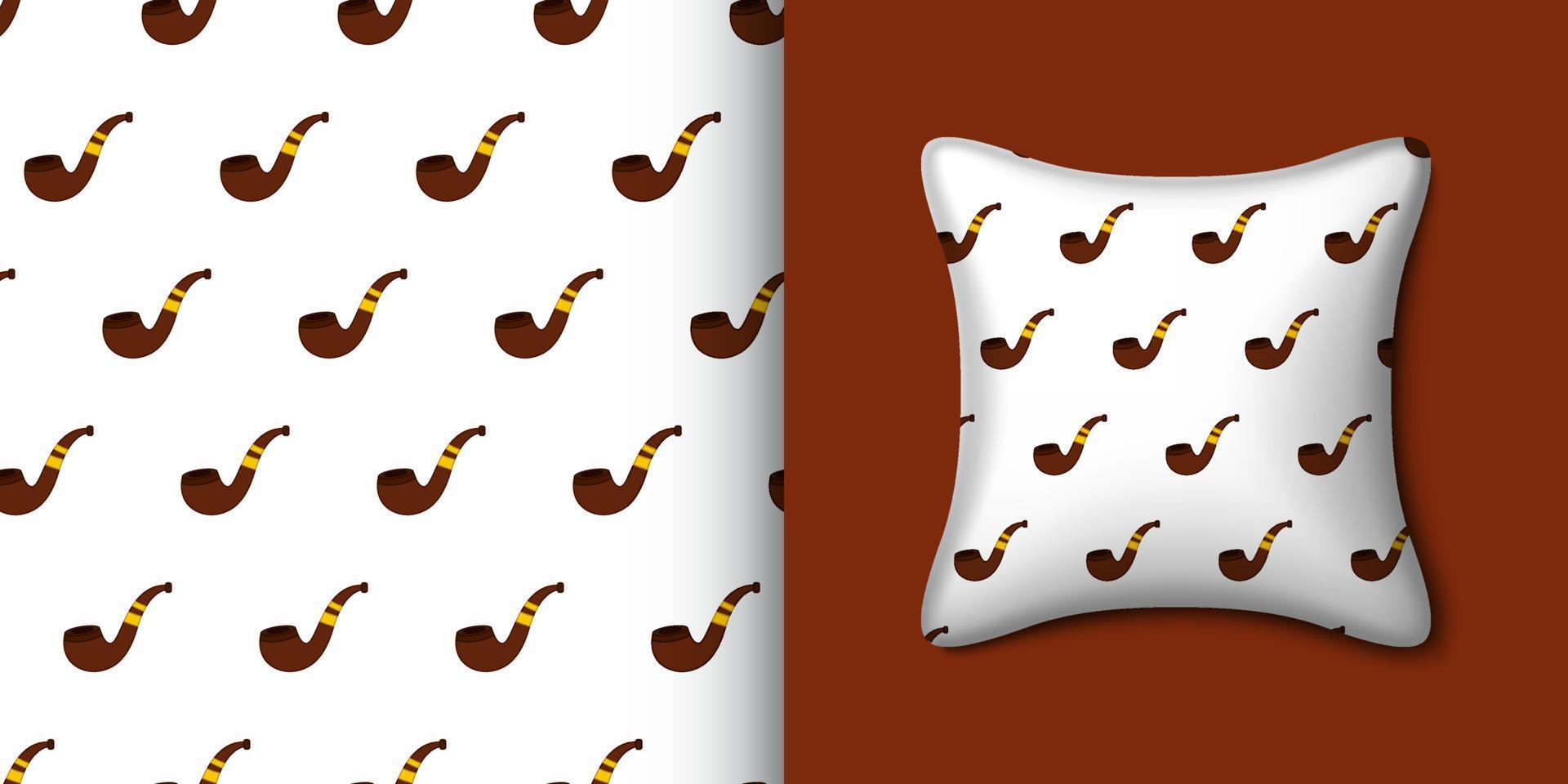 Smoking pipe seamless pattern with pillow. Vector illustration