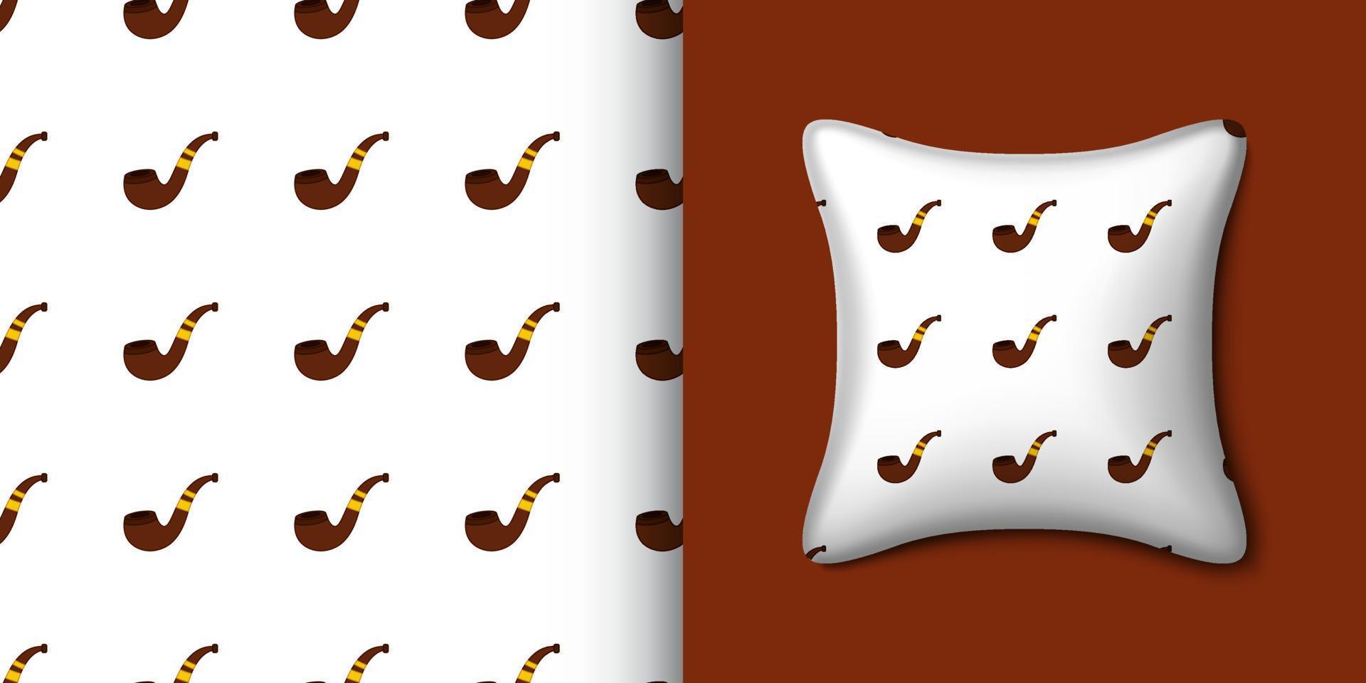 Smoking pipe seamless pattern with pillow. Vector illustration