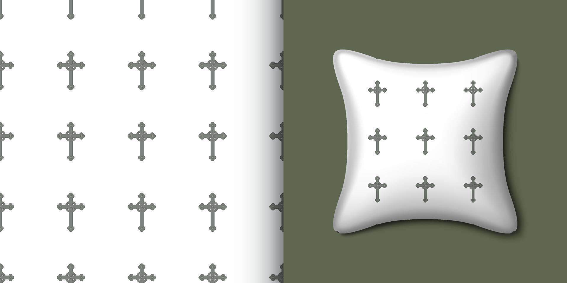 Christian cross seamless pattern with pillow. Vector illustration