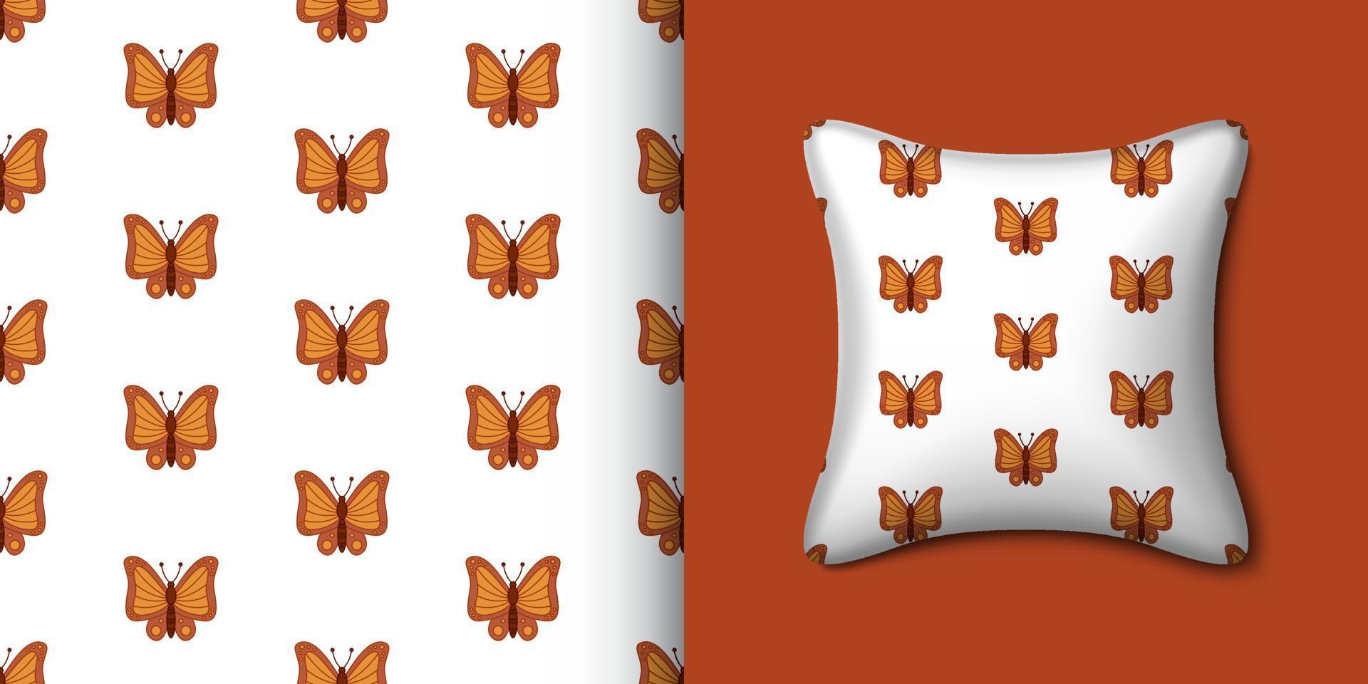 Butterfly seamless pattern with pillow. Vector illustration