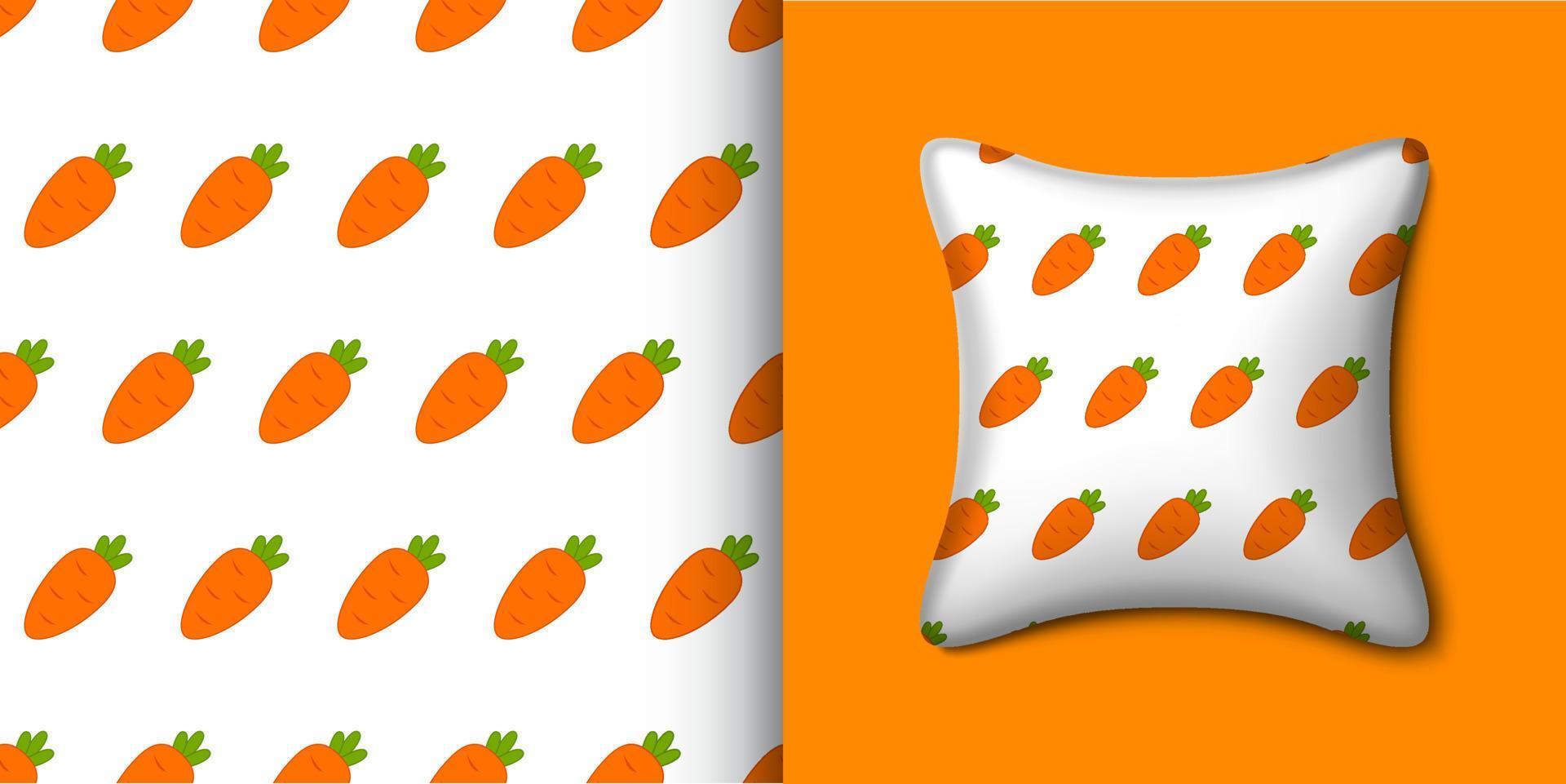 Carrot seamless pattern with pillow. Vector illustration