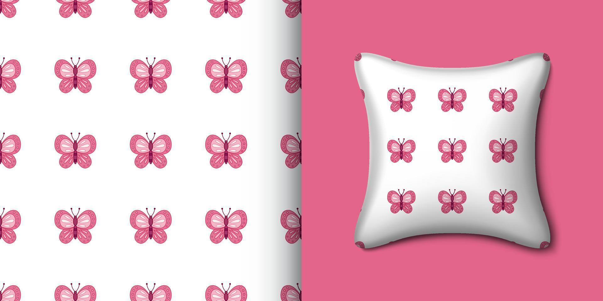Butterfly seamless pattern with pillow. Vector illustration