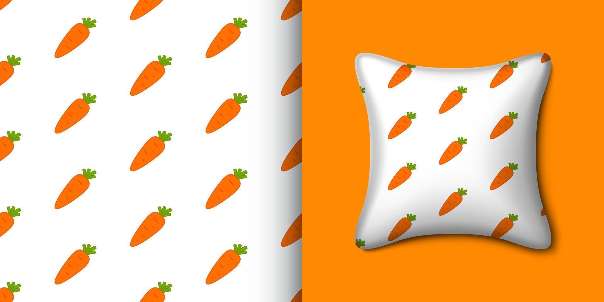 Carrot seamless pattern with pillow. Vector illustration