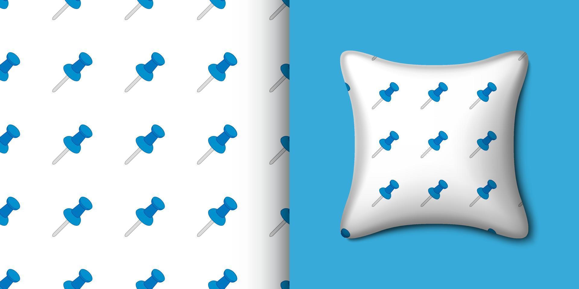 Push pin seamless pattern with pillow. Vector illustration