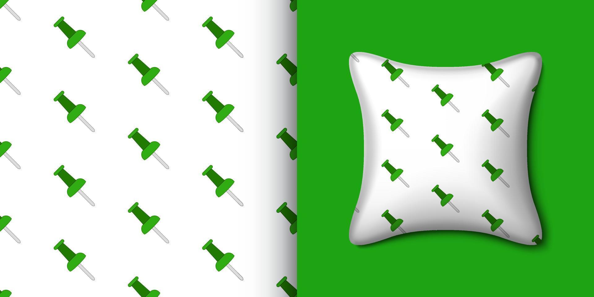 Push pin seamless pattern with pillow. Vector illustration