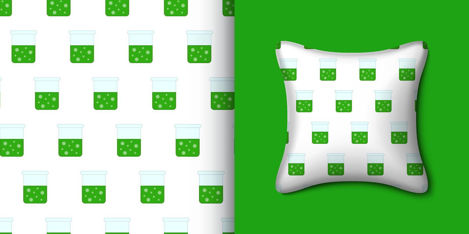 Chemistry flask seamless pattern with pillow. Vector illustration