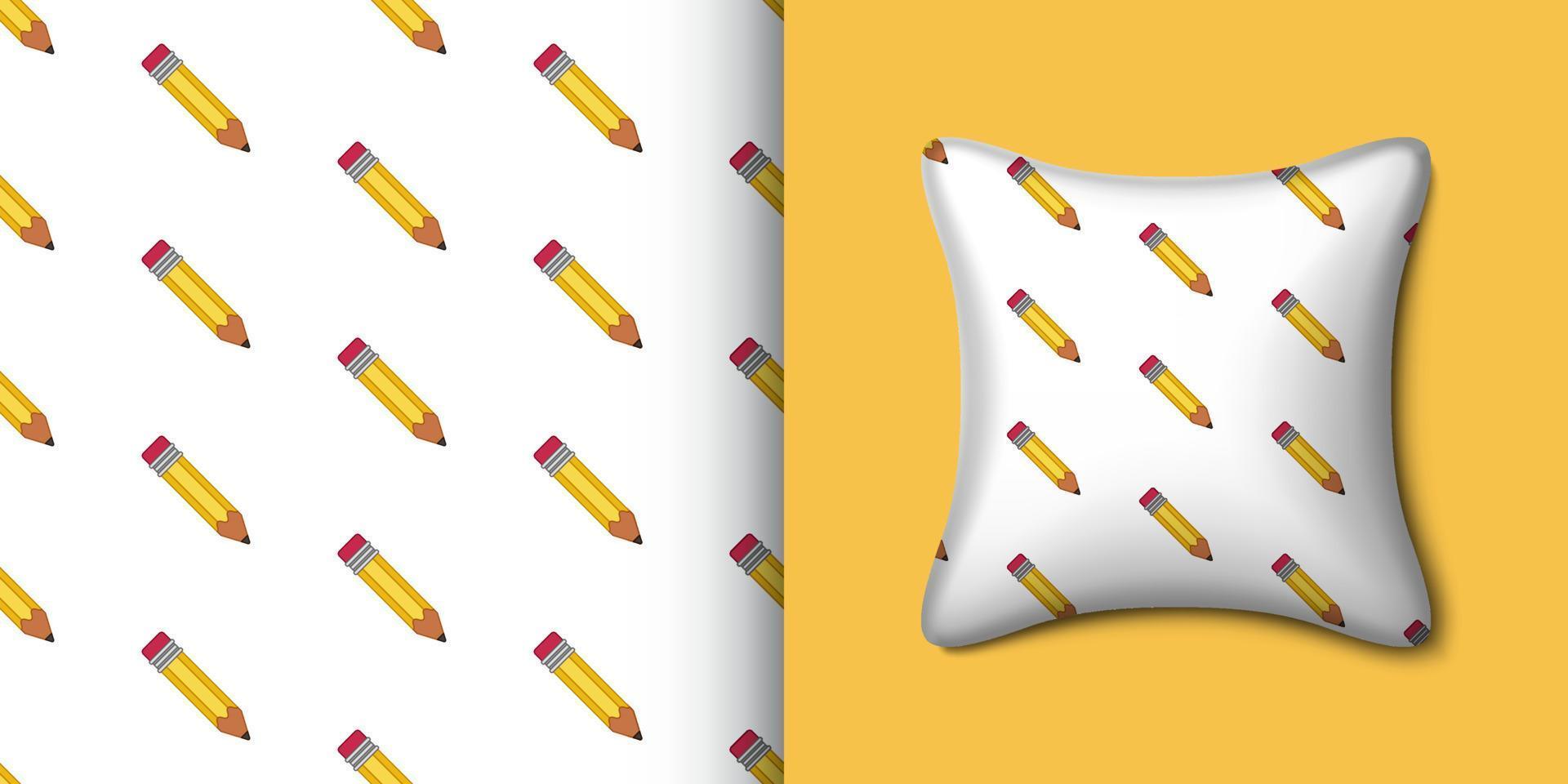 Pencil seamless pattern with pillow. Vector illustration