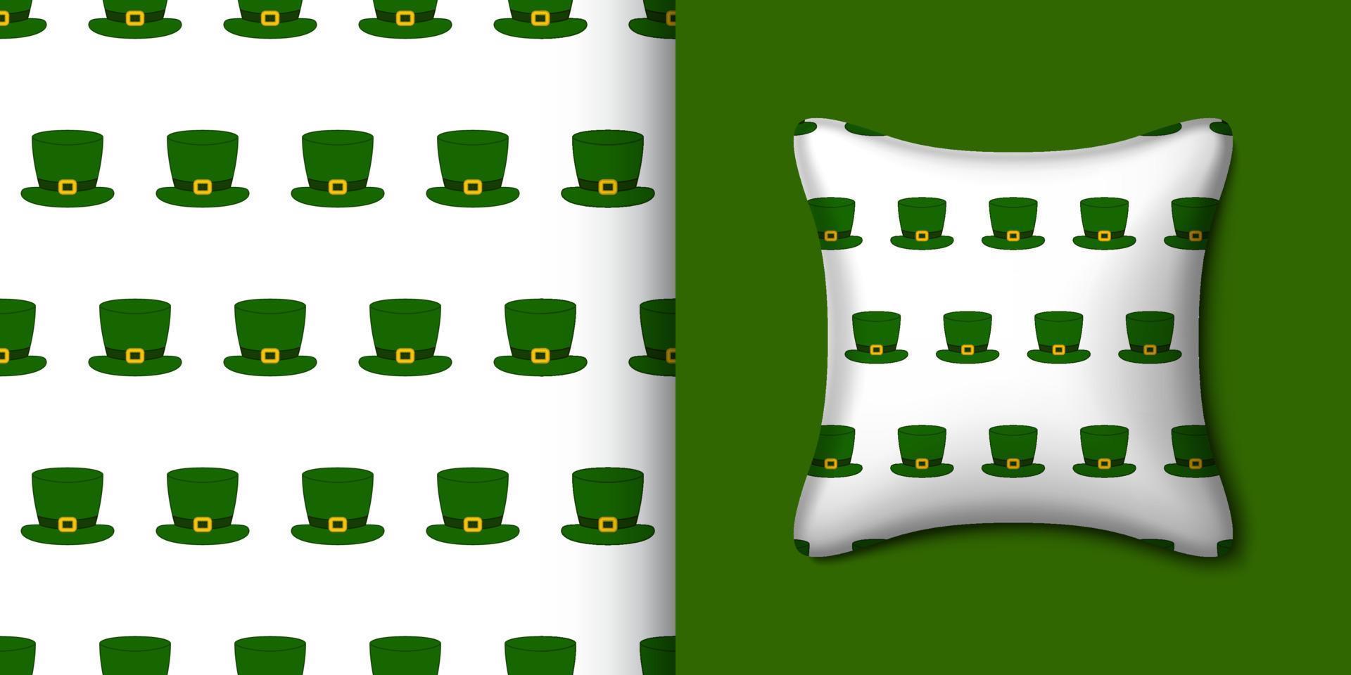 St. Patrick's Day hat seamless pattern with pillow. Vector illustration