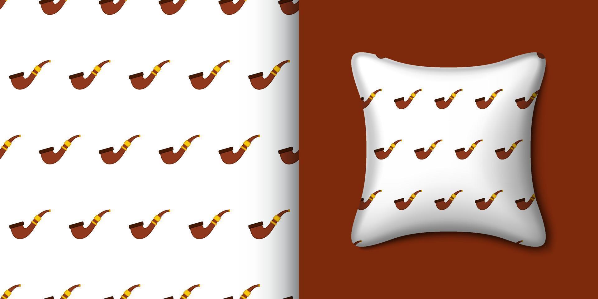 Smoking pipe seamless pattern with pillow. Vector illustration