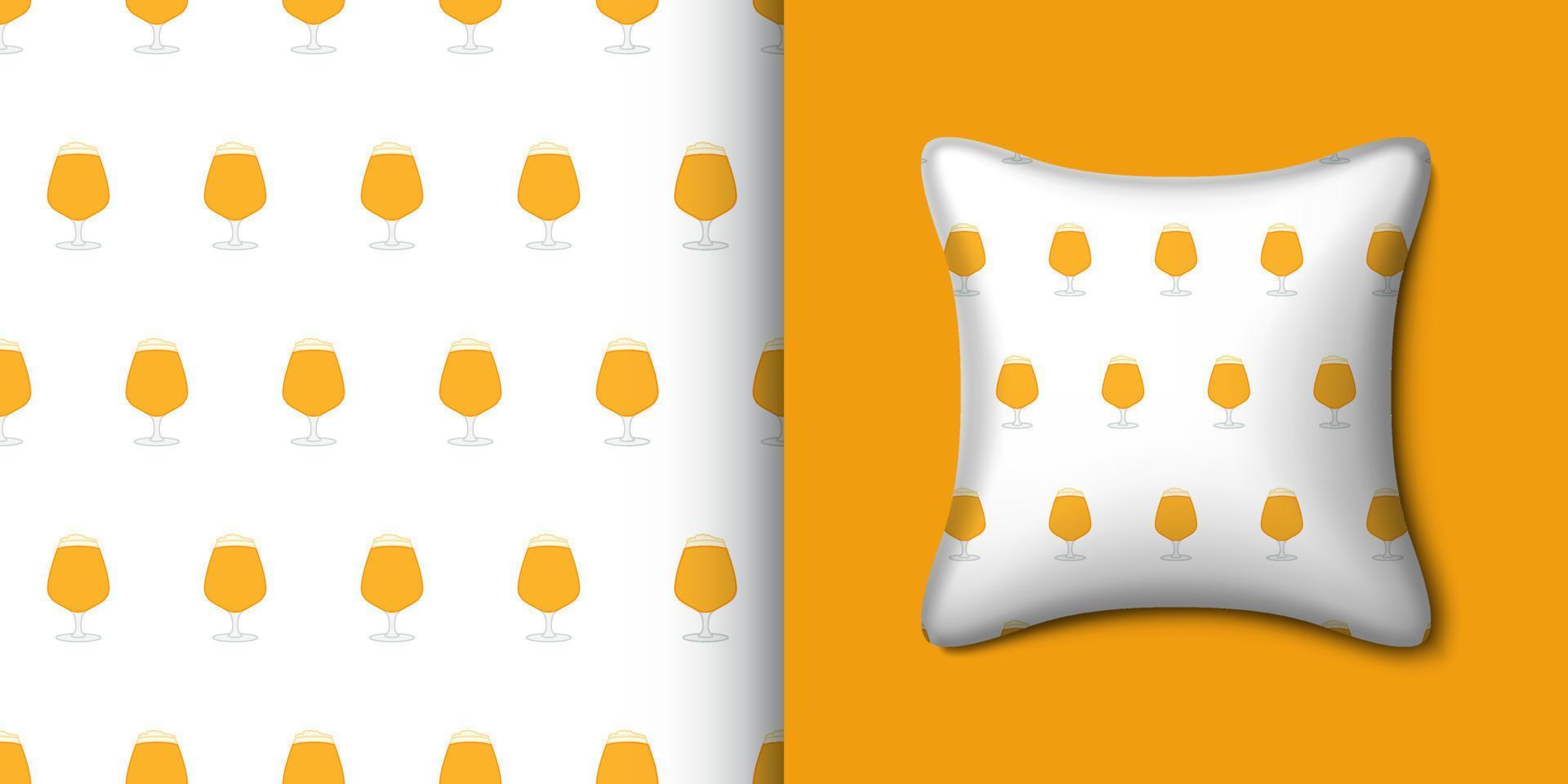 Beer seamless pattern with pillow. Vector illustration