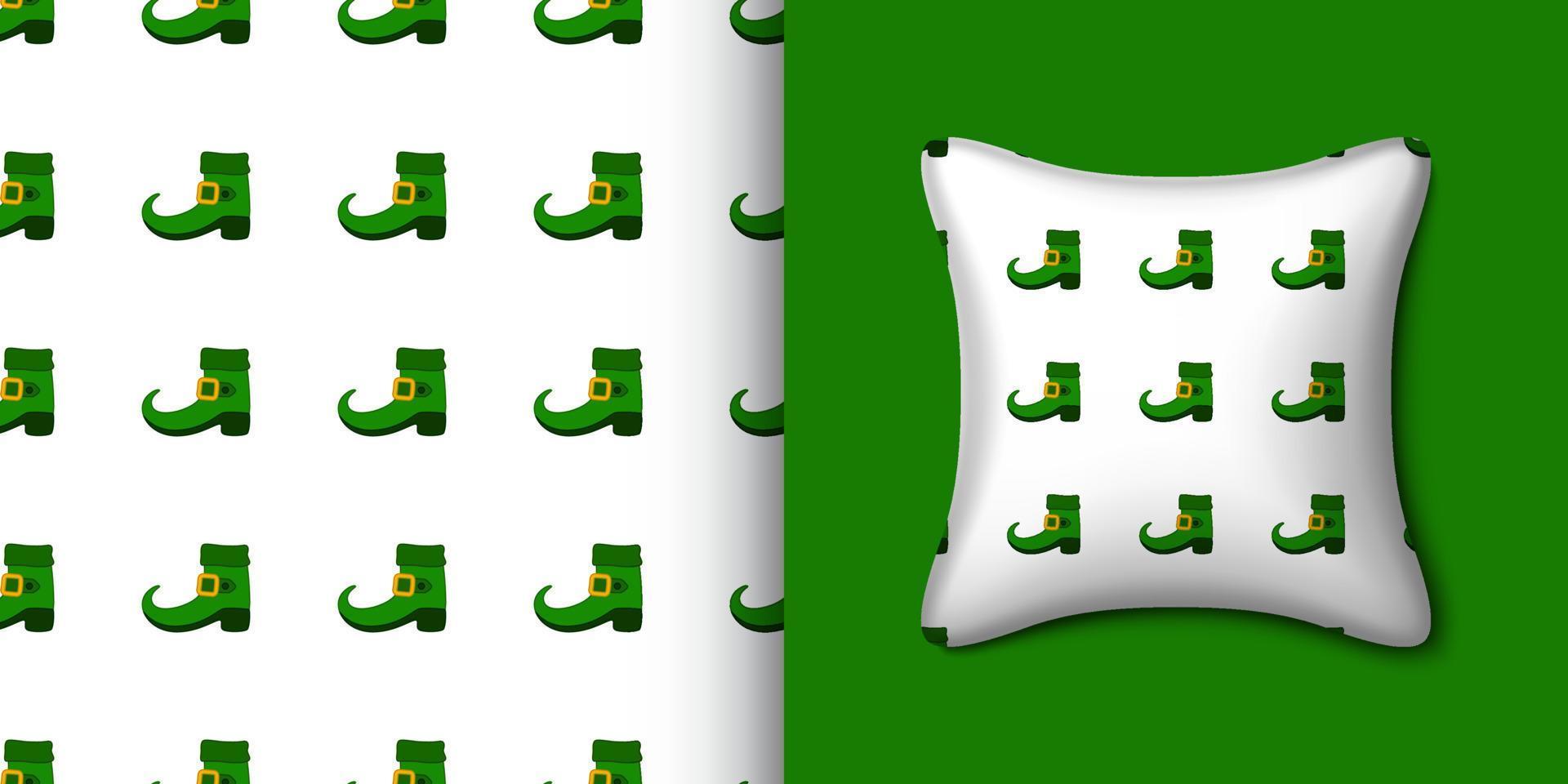 Leprechaun boot seamless pattern with pillow. Vector illustration