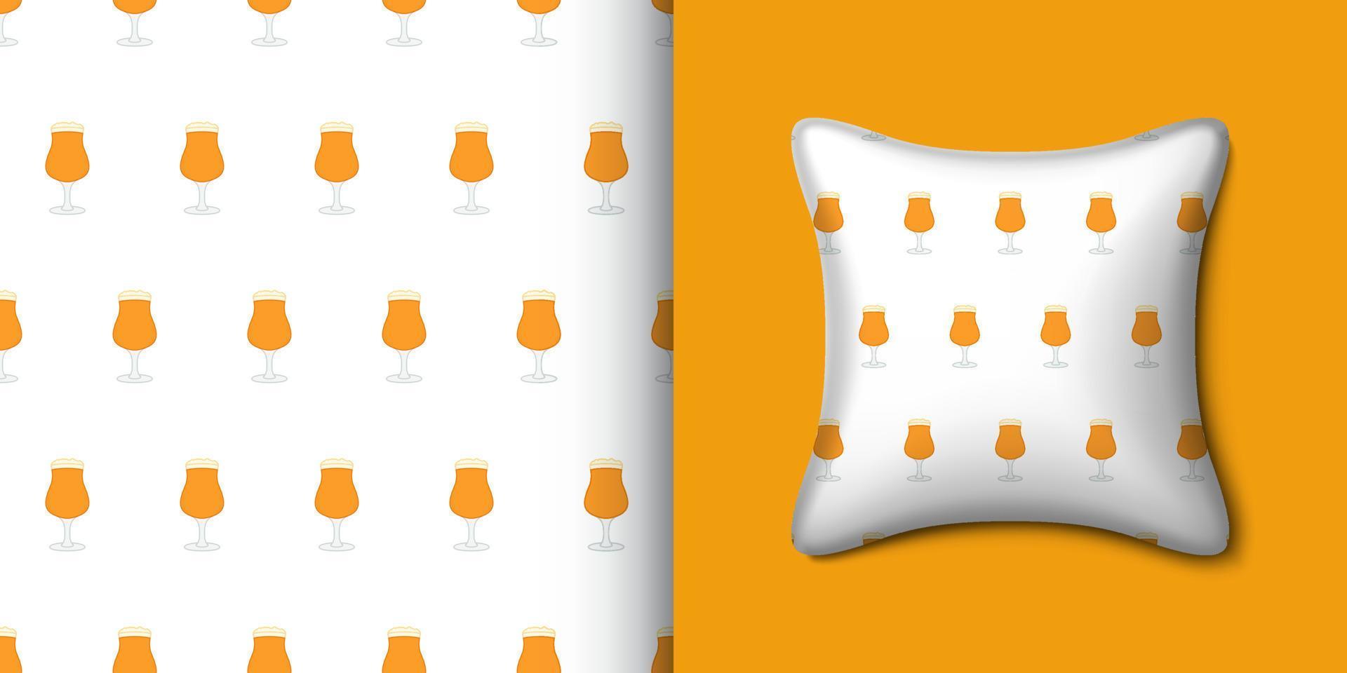 Beer seamless pattern with pillow. Vector illustration
