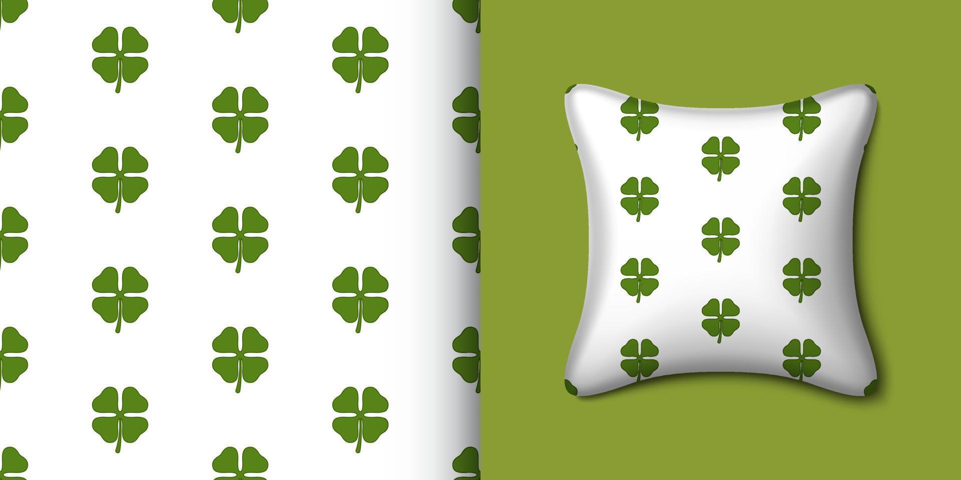 Clover seamless pattern with pillow. Vector illustration