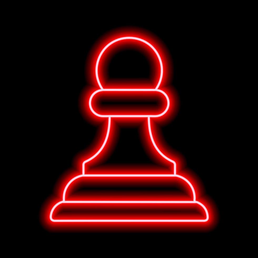 Neon red contour chess figure pawn on a black background vector