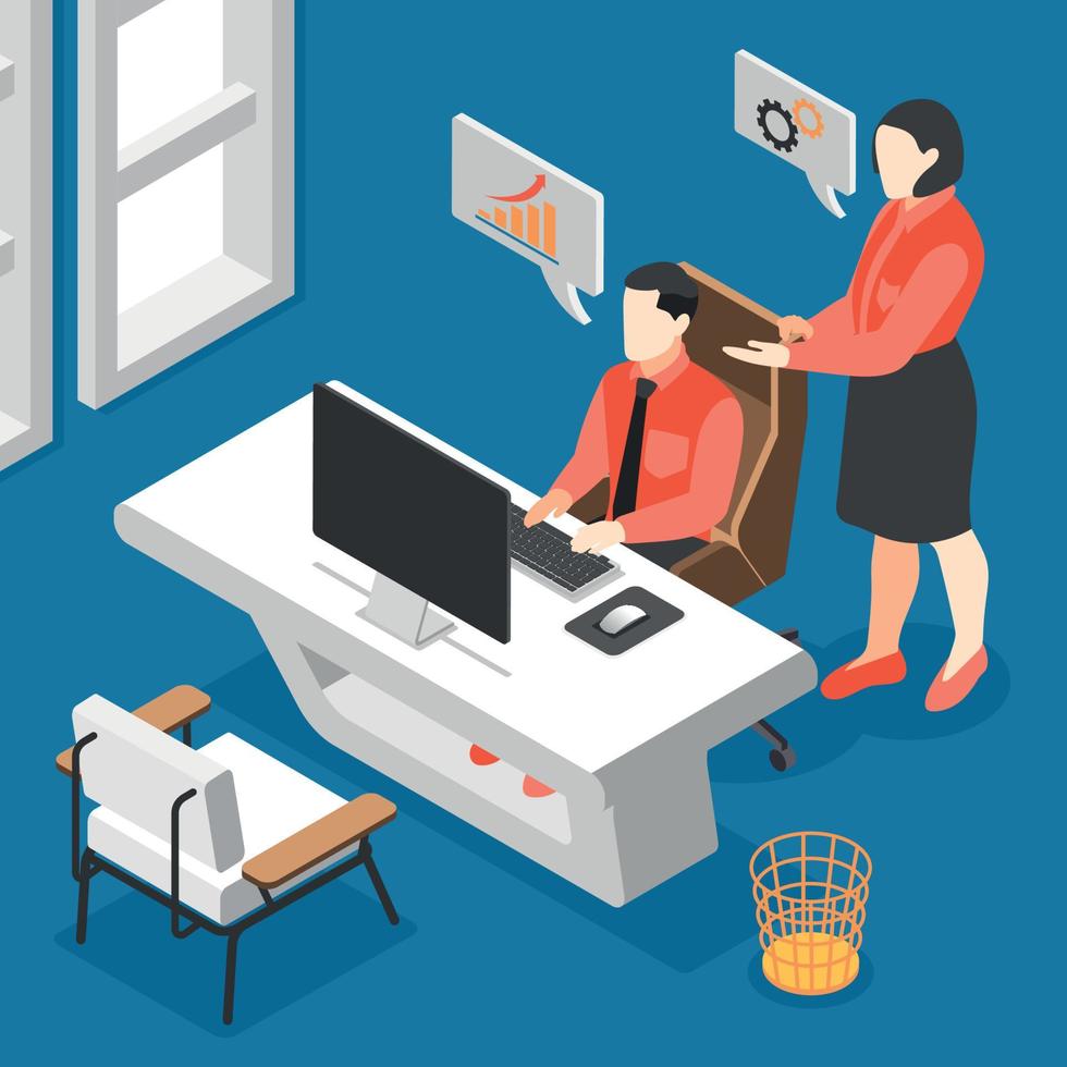 Business Training Isometric Background vector