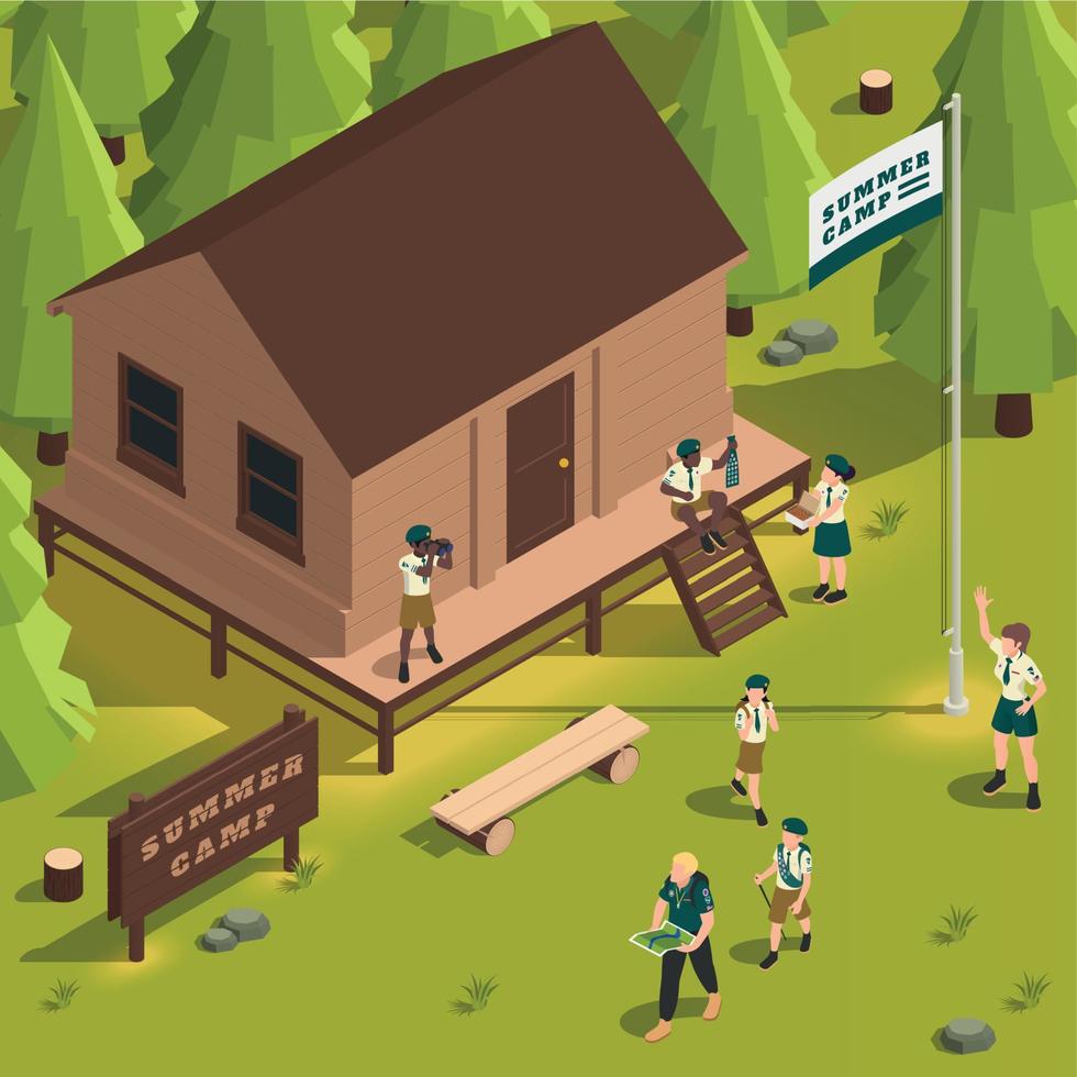 Isometric Summer Camp vector