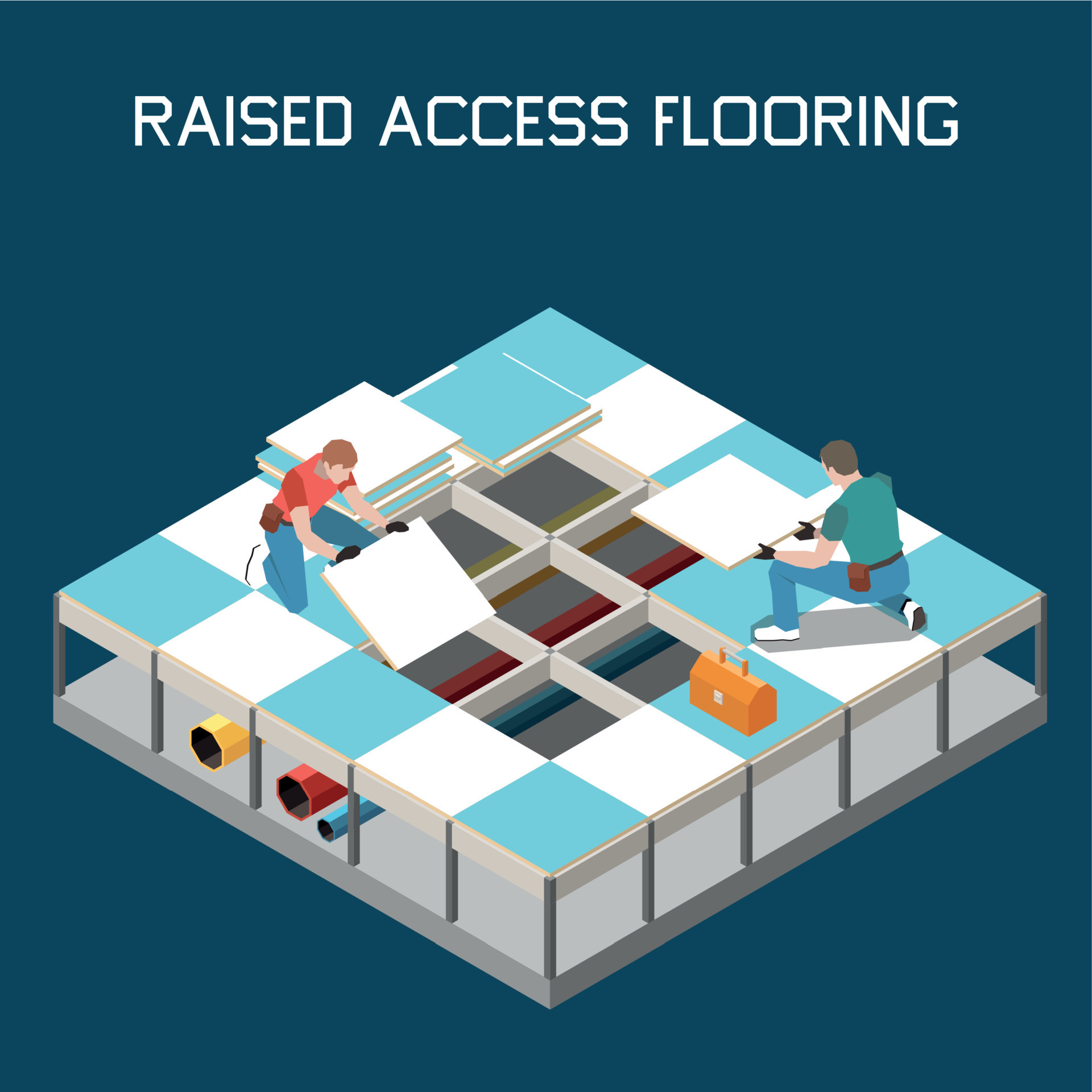 Raised Access Flooring Process 12696755 Vector Art at Vecteezy