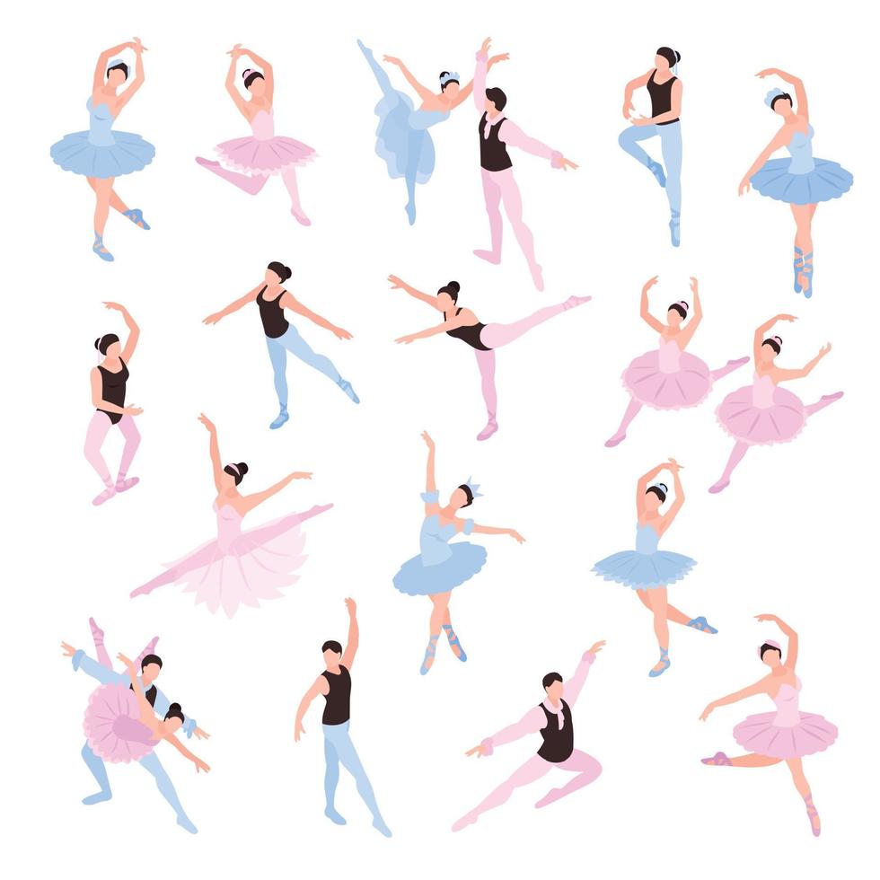 conjunto de ballet isométrico vector