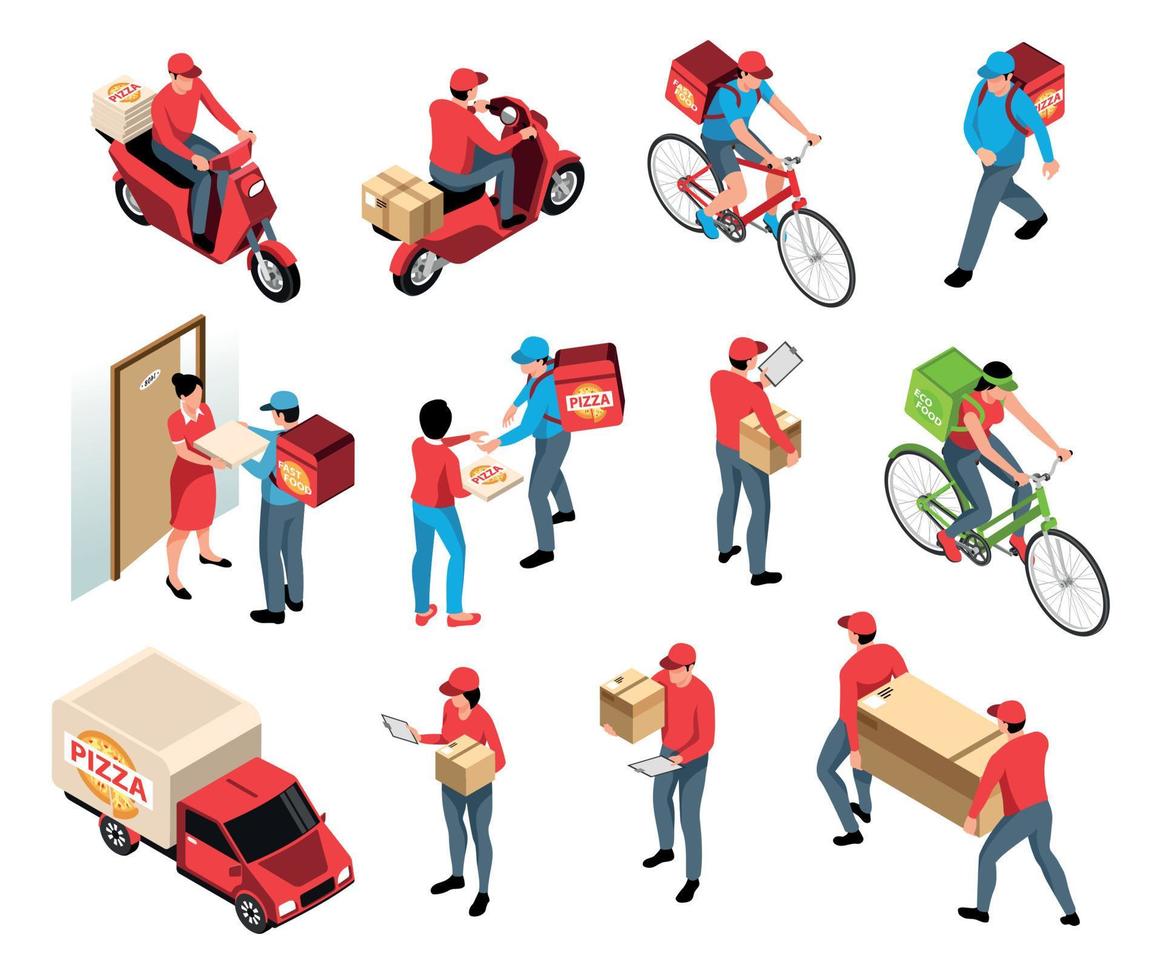 Isometric Delivery Set vector