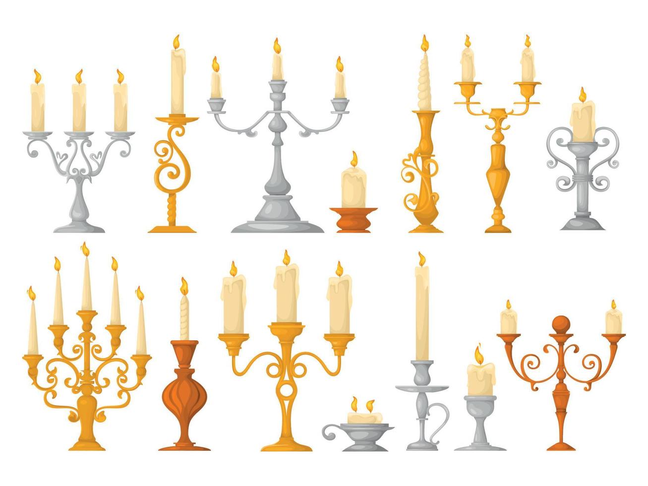 Retro Candle Holders Set vector