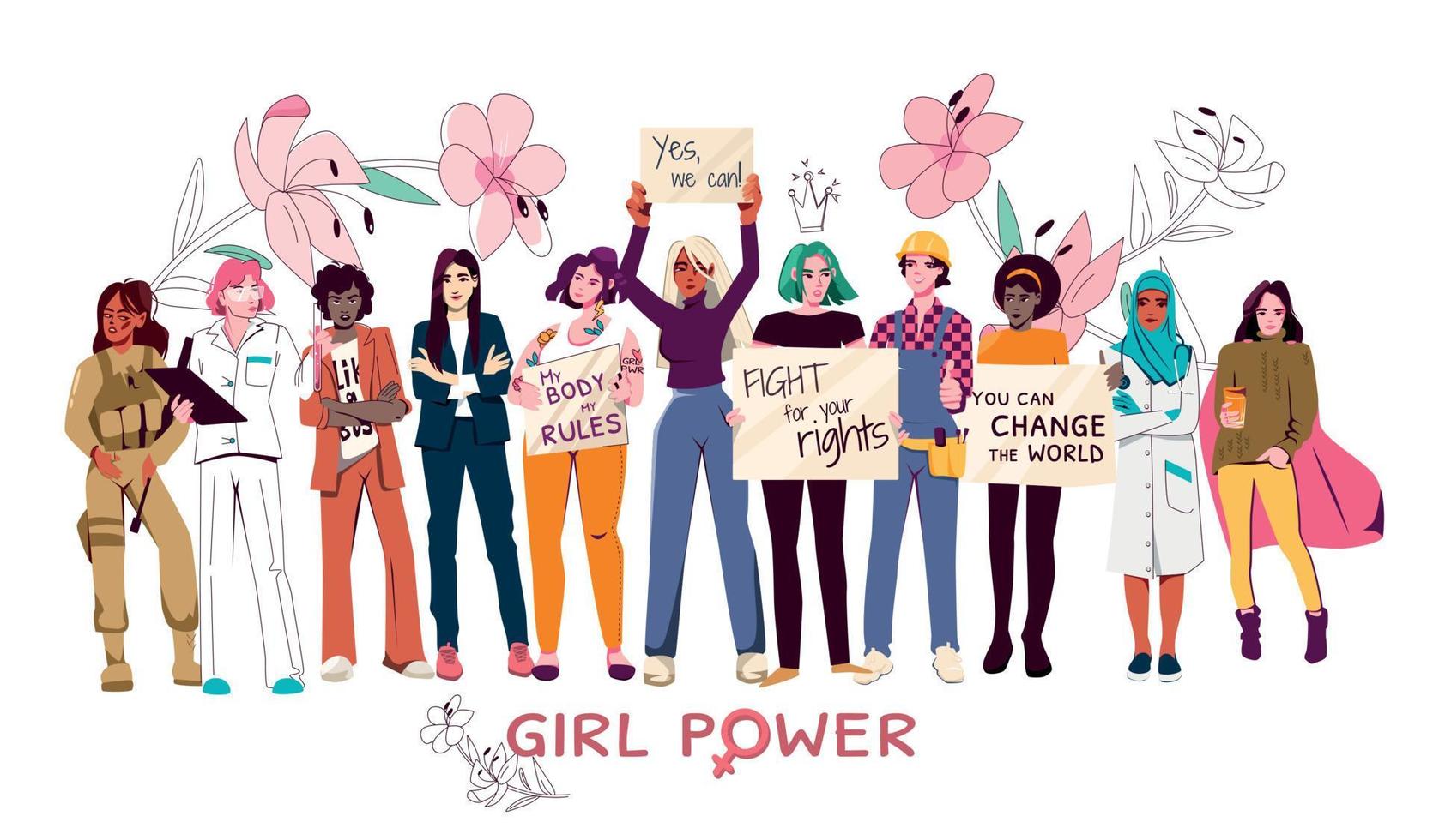 Girl Power Flat Illustration vector