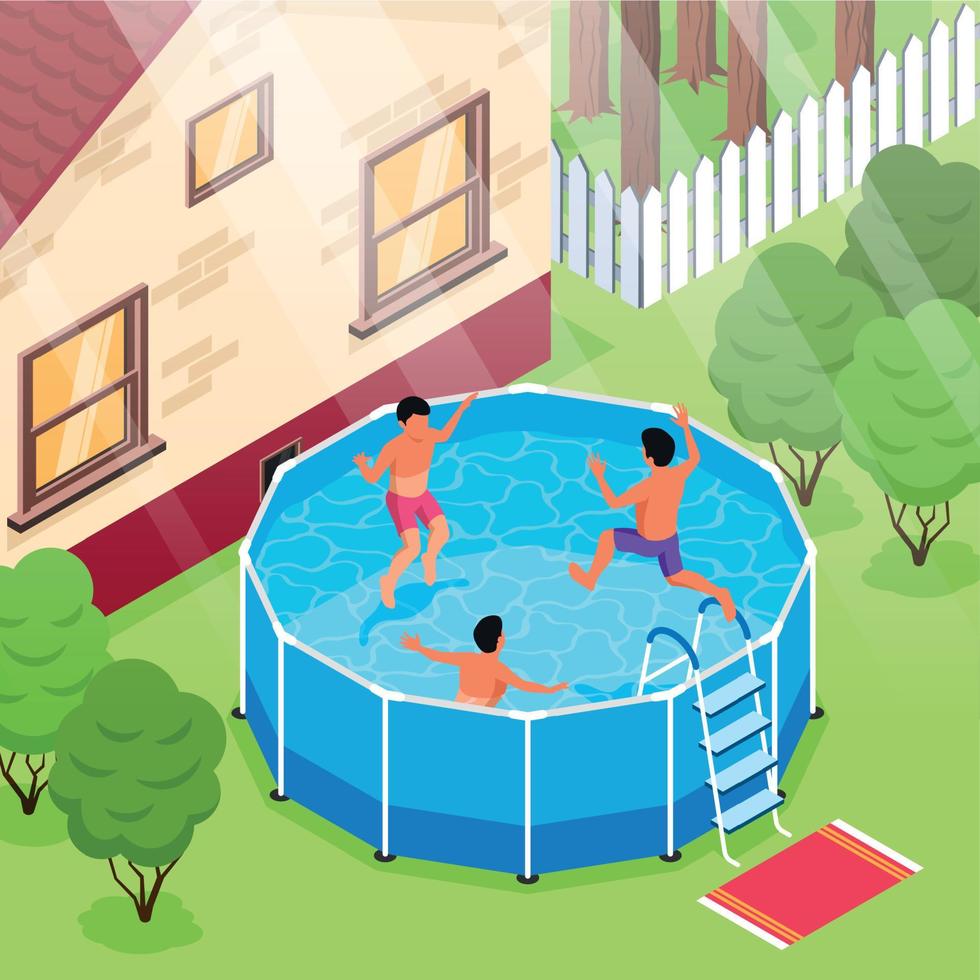Backyard Swimming Pool Composition vector