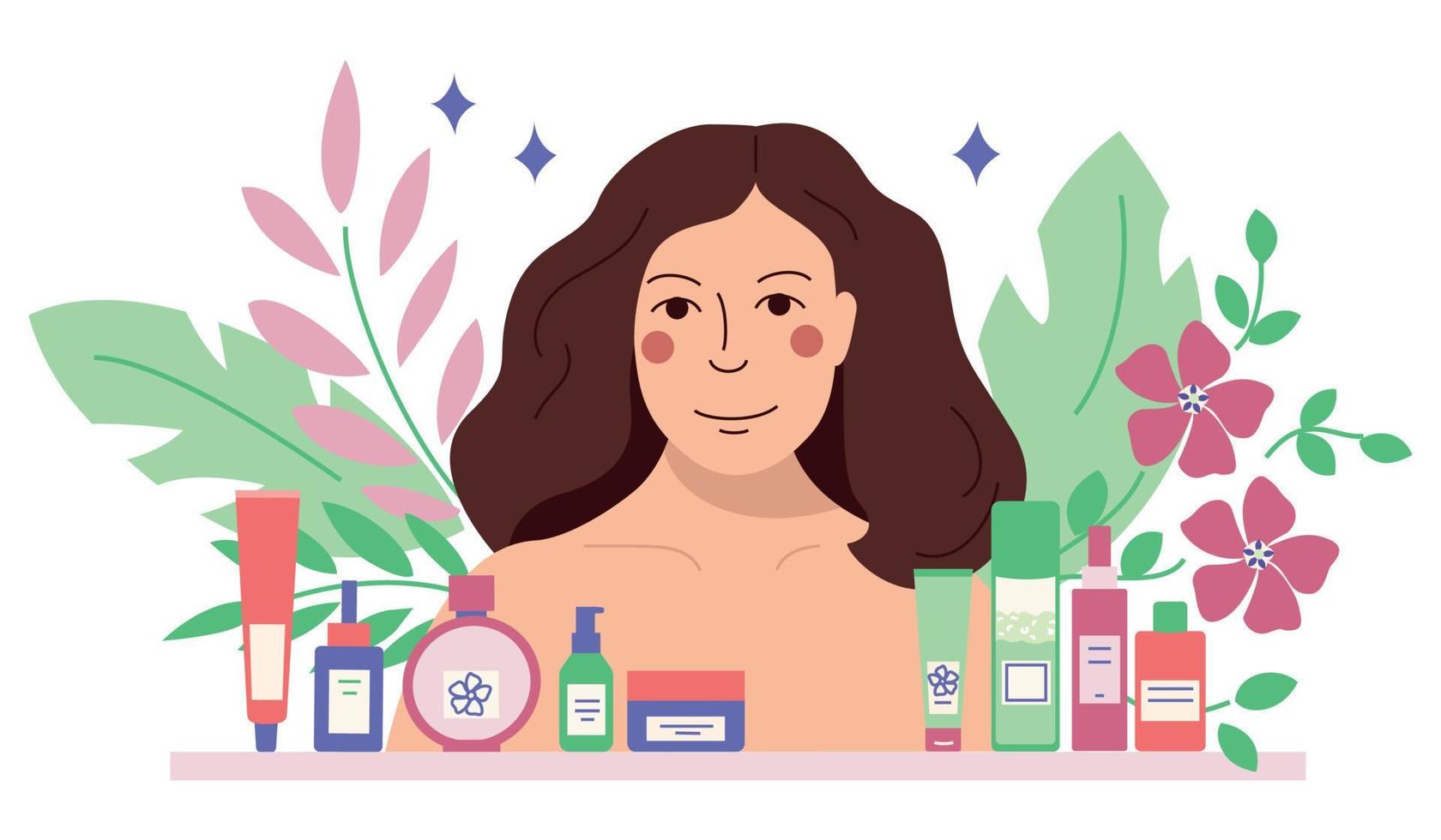 Woman Facial Care Composition vector