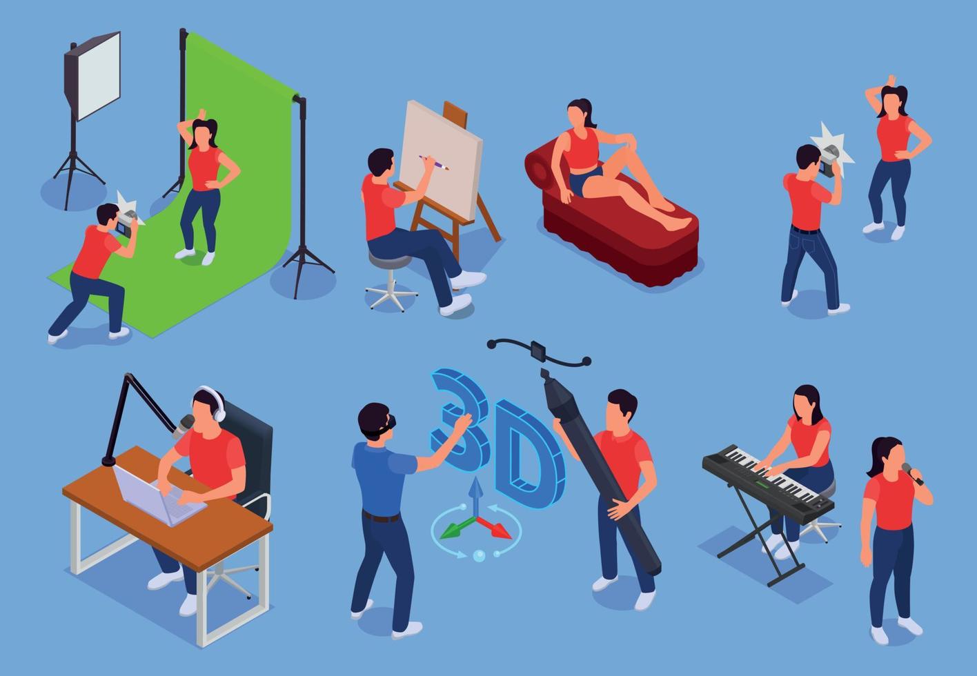 Art Creative Professions Isometric Set vector