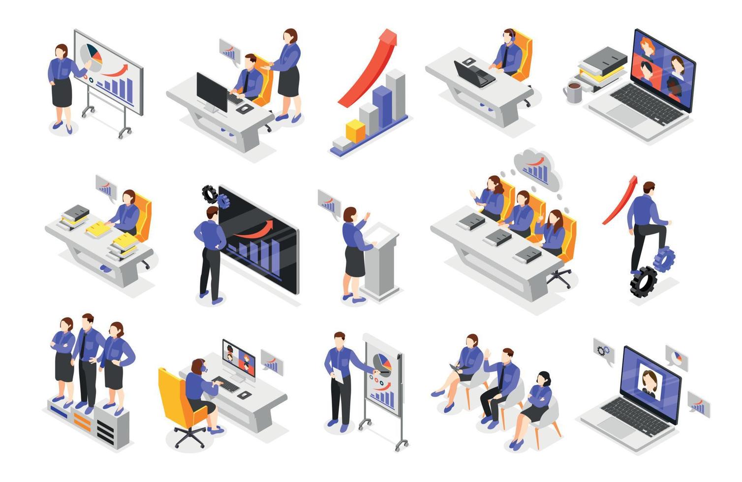 Business Training Isometric Set 12696854 Vector Art at Vecteezy