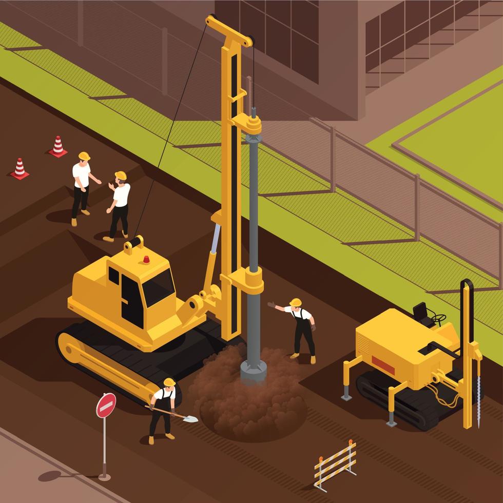 Well Drilling Isometric Illustration vector