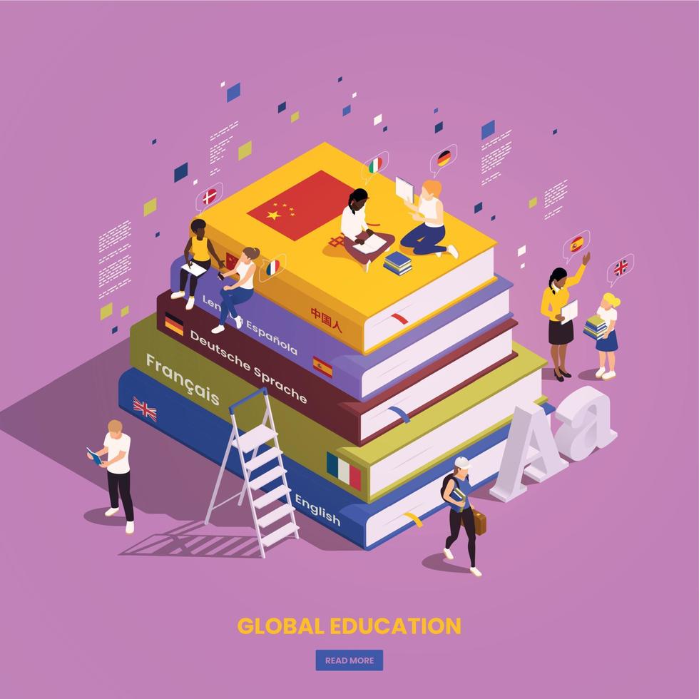 Books Stack Students Composition vector