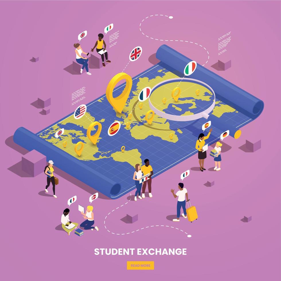 Global Students Exchange Composition vector