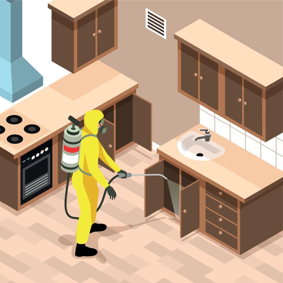 Isometric Pest Control Illustration vector